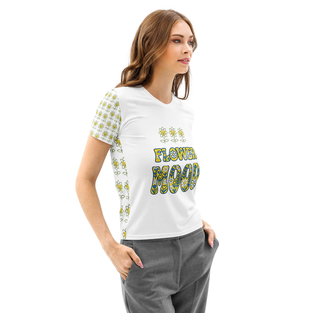 FlowerMood Women’s cotton crew neck t-shirt - Alivwood
