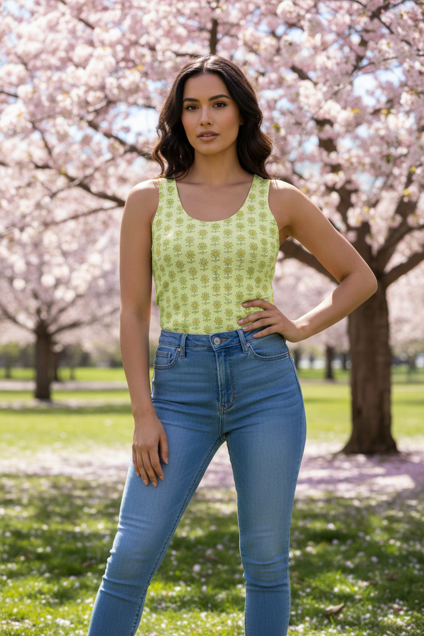 Flower Women's cotton tank top - Alivwood