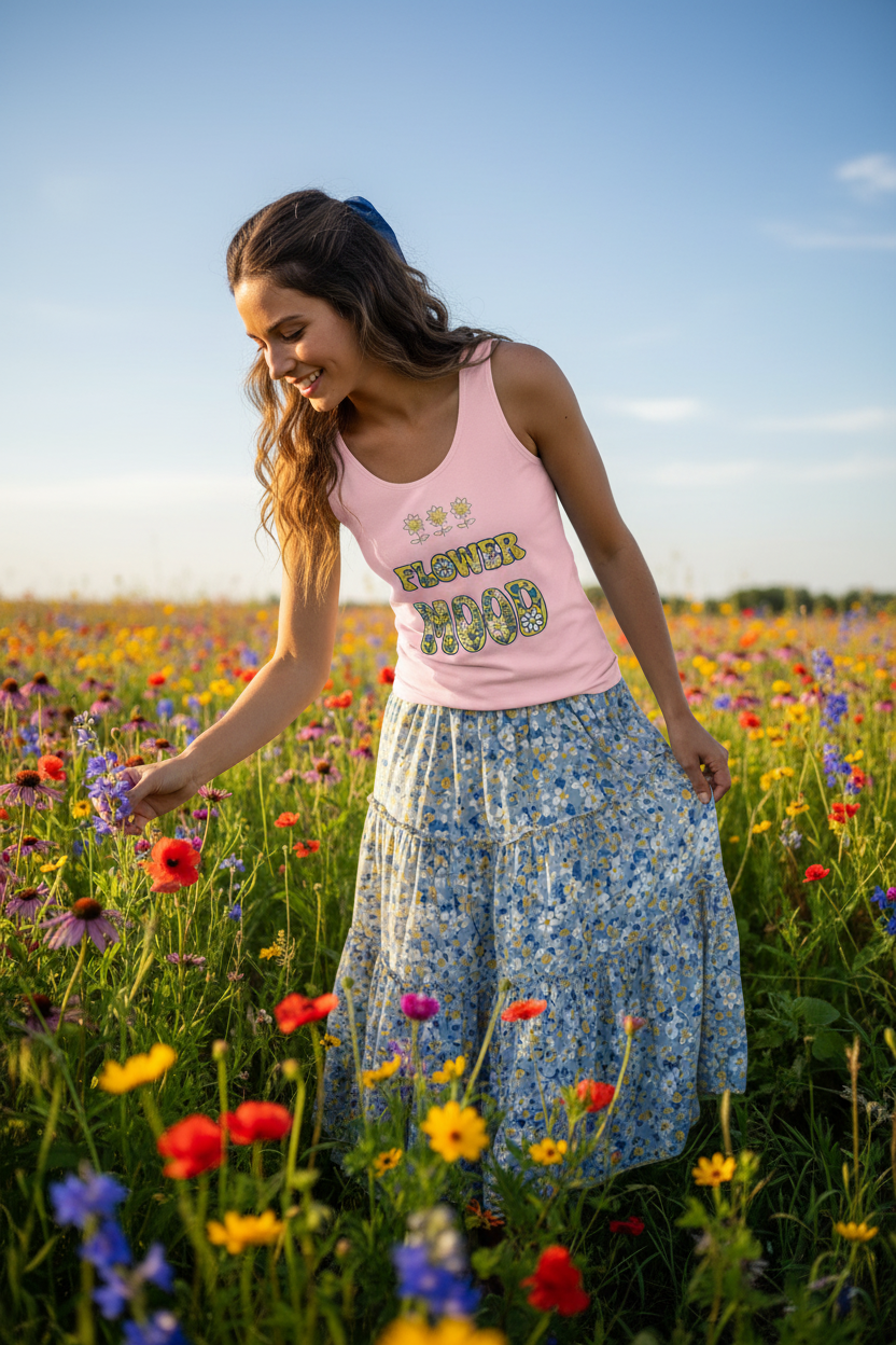 FlowerMood Women's cotton tank top - Alivwood