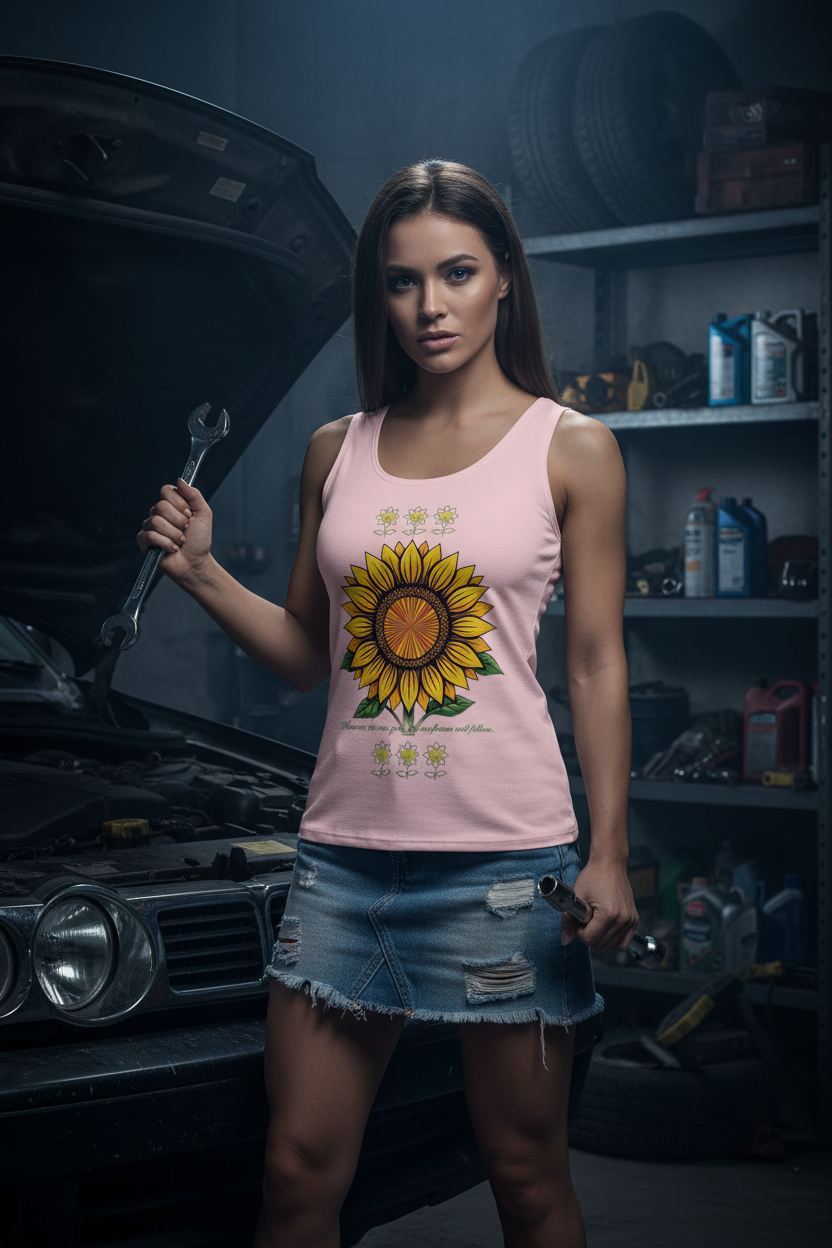 Sunflower Women's cotton tank top - Alivwood