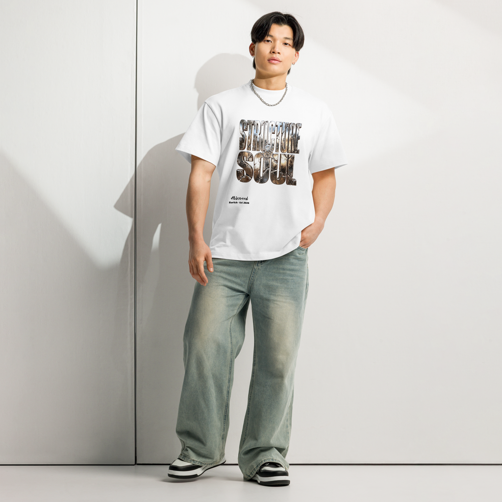 Structure and Soul iron text Men’s box tee - Alivwood