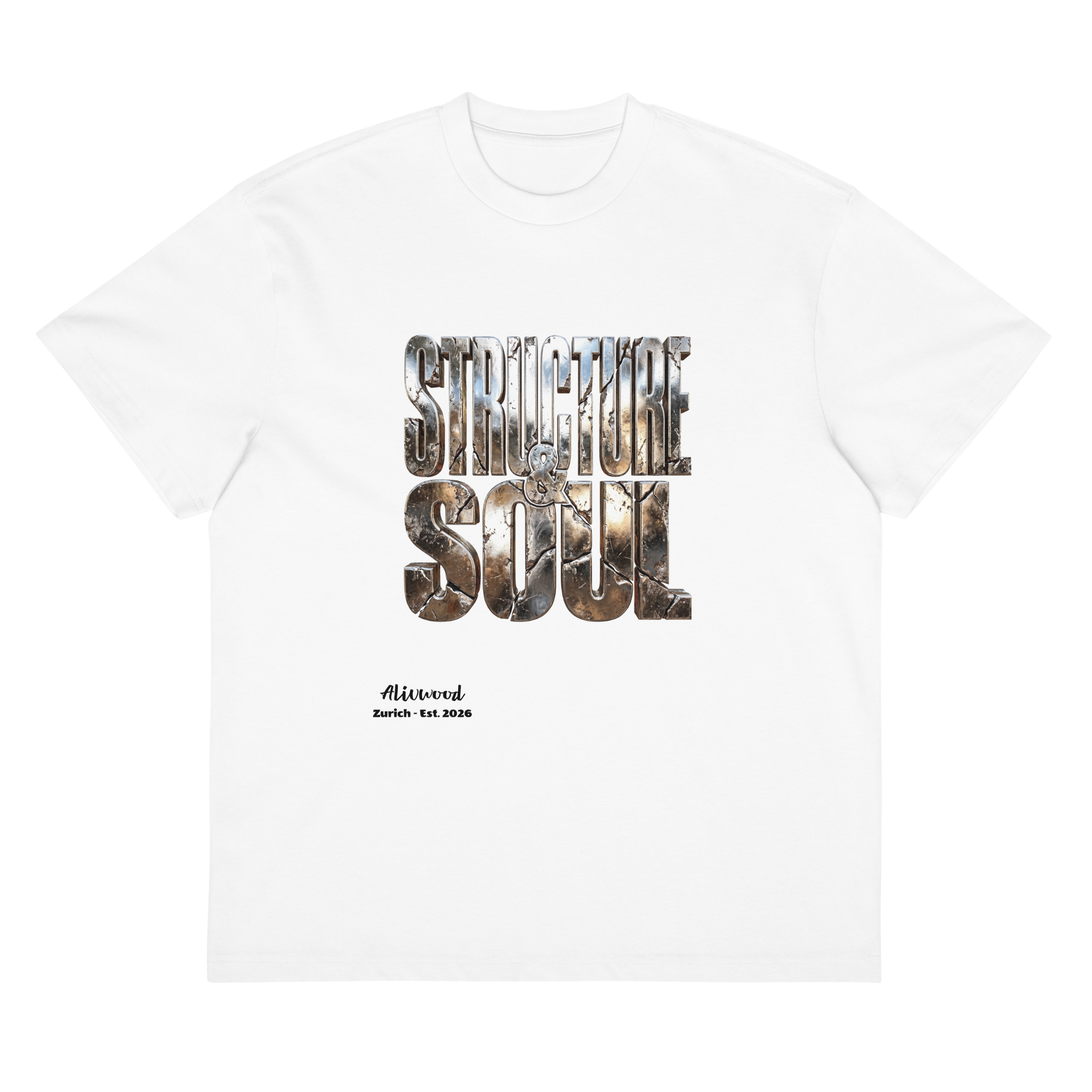 Structure and Soul iron text Men’s box tee - Alivwood
