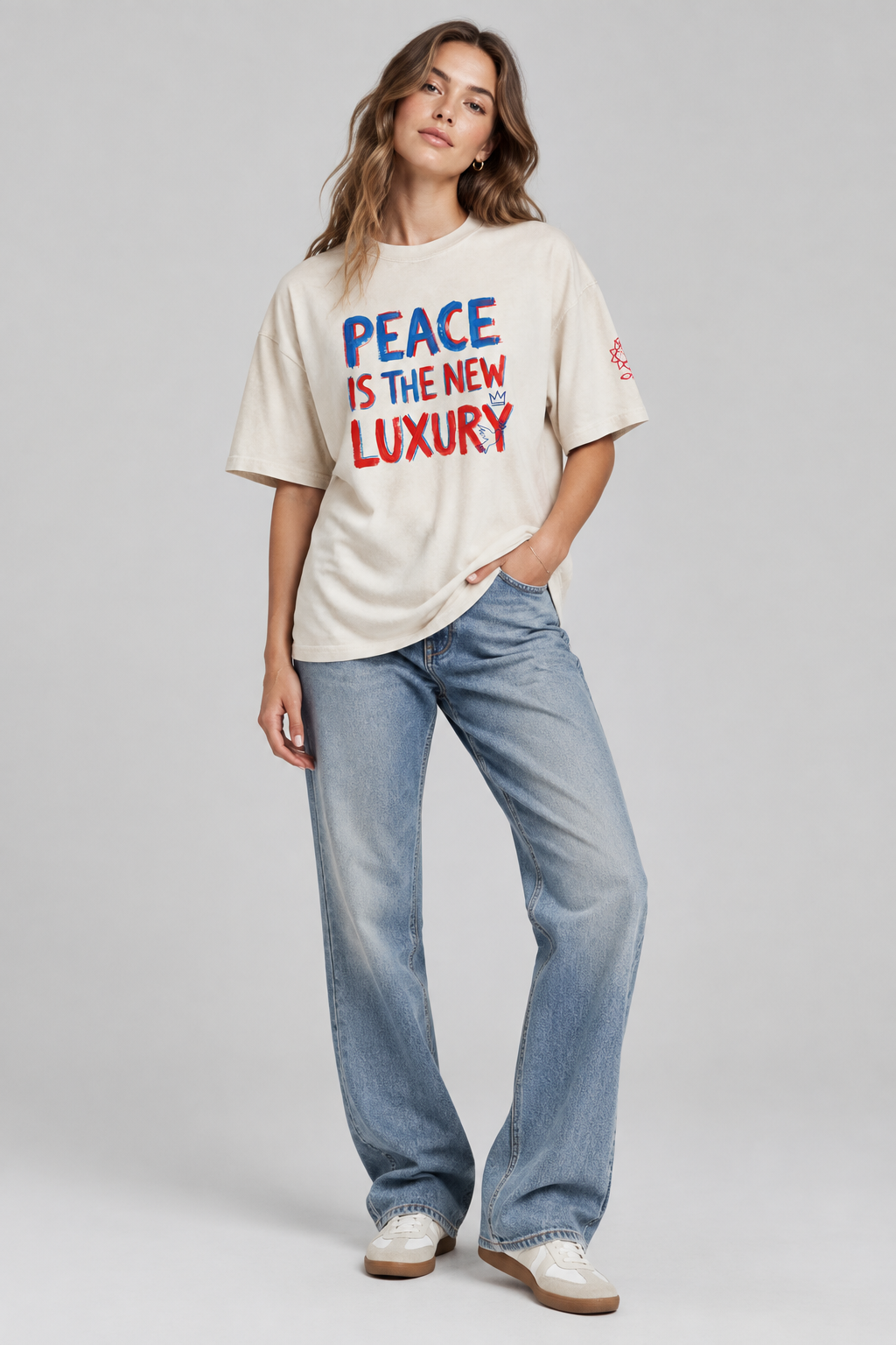 Peace is the new Luxury Oversized faded t-shirt - Alivwood