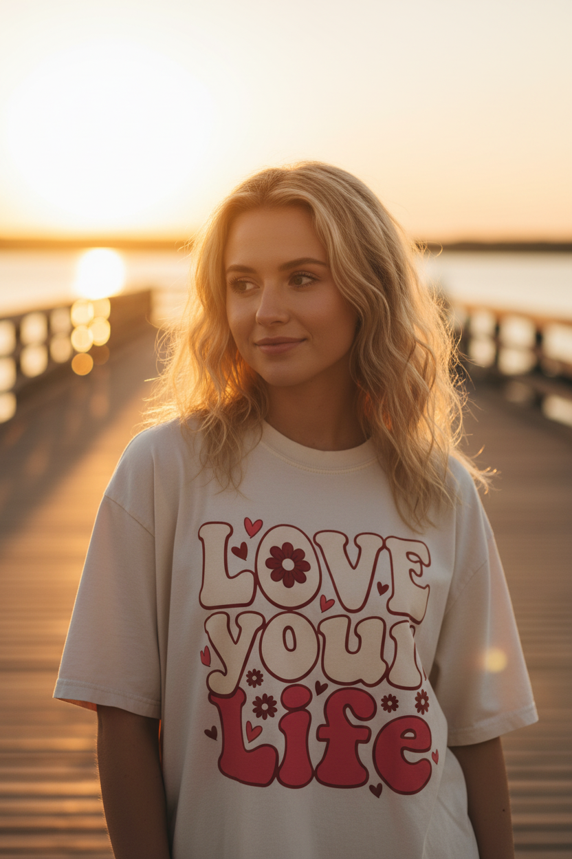 Love your life Oversized faded t-shirt - Alivwood