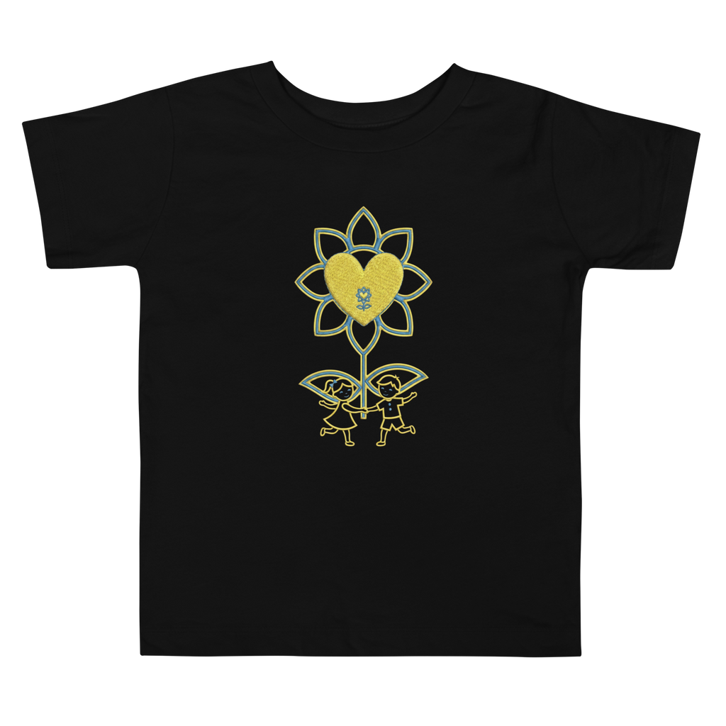 Sunflower kids playing Toddler Short Sleeve Tee - Alivwood