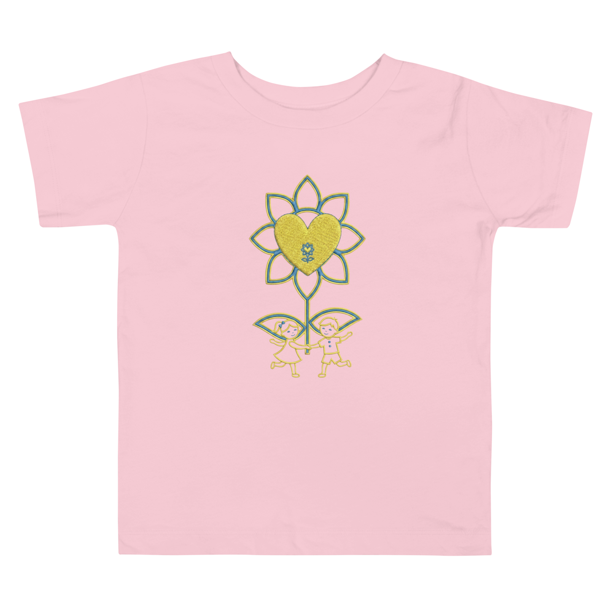 Sunflower kids playing Toddler Short Sleeve Tee - Alivwood