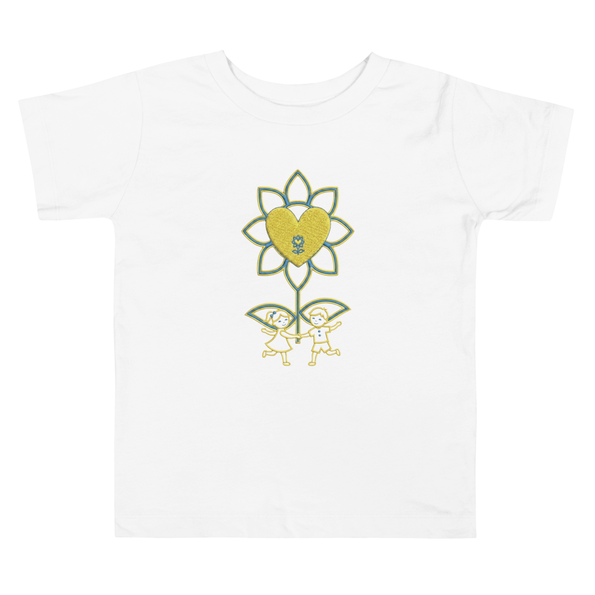 Sunflower kids playing Toddler Short Sleeve Tee - Alivwood