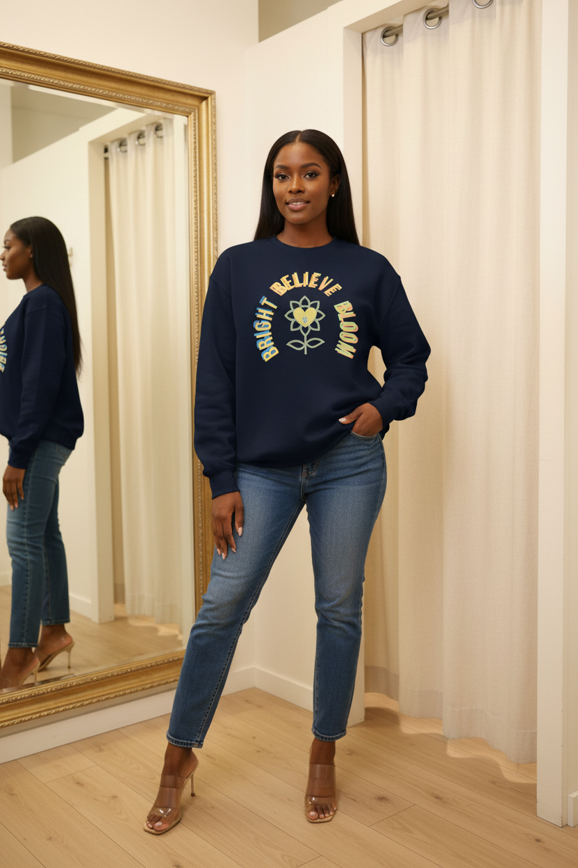 BelieveBrightBloom Unisex Sweatshirt - Alivwood