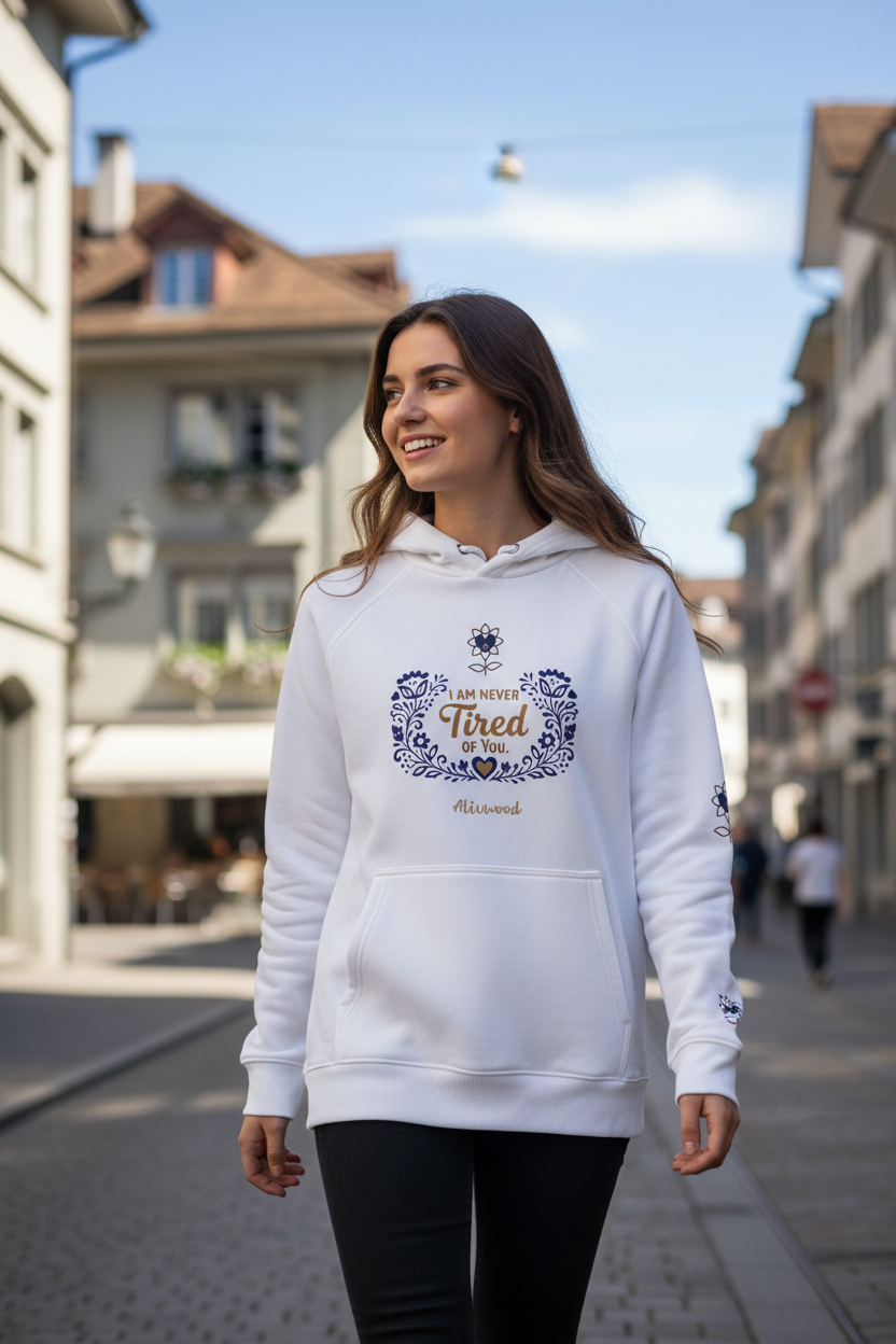 Never tired of you Unisex eco raglan hoodie - Alivwood