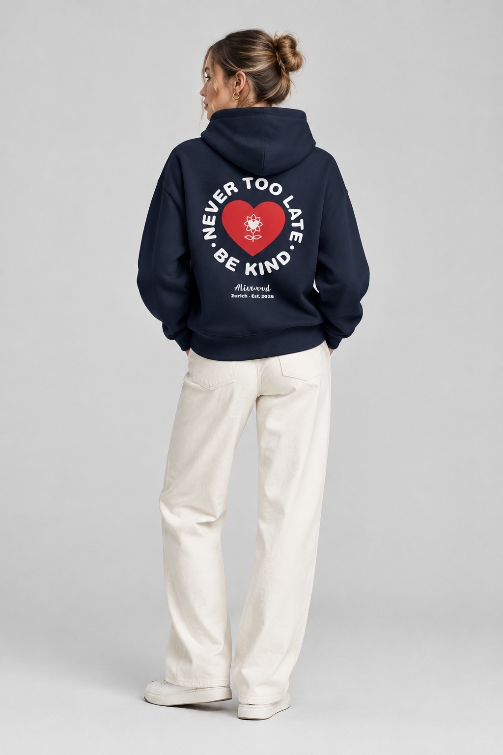 Never too late Embroidery Unisex essential eco hoodie - Alivwood