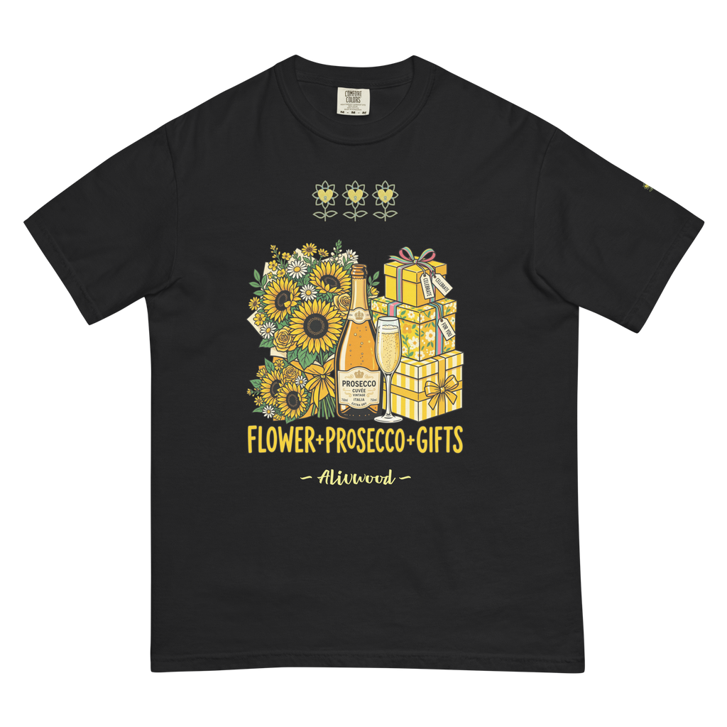 Flower+Prosecco+Gifts Unisex garment-dyed heavyweight t-shirt - Alivwood