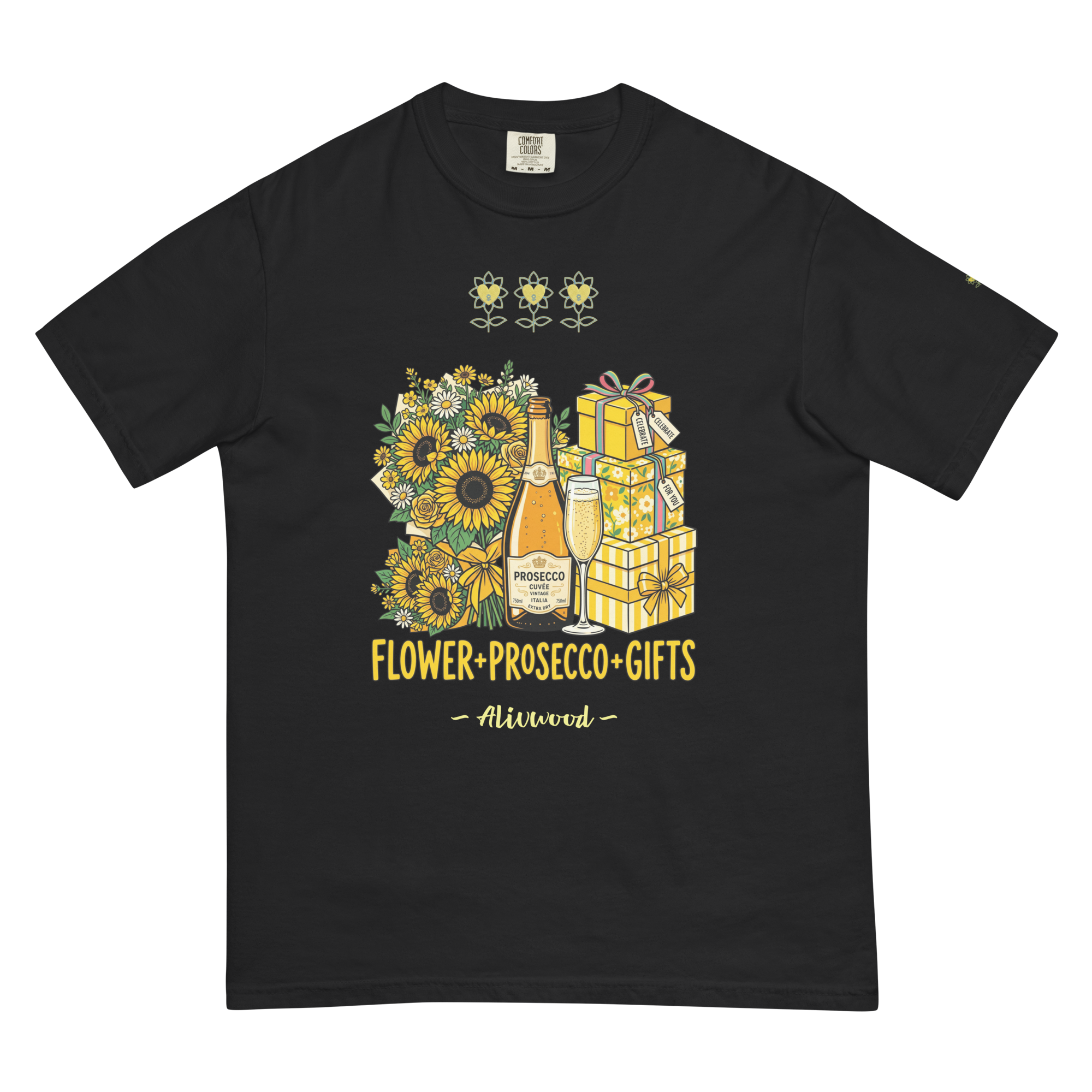 Flower+Prosecco+Gifts Unisex garment-dyed heavyweight t-shirt - Alivwood