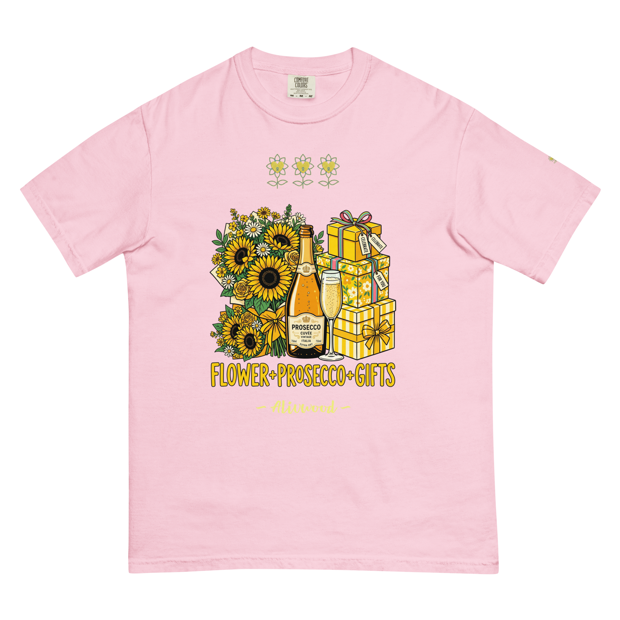 Flower+Prosecco+Gifts Unisex garment-dyed heavyweight t-shirt - Alivwood