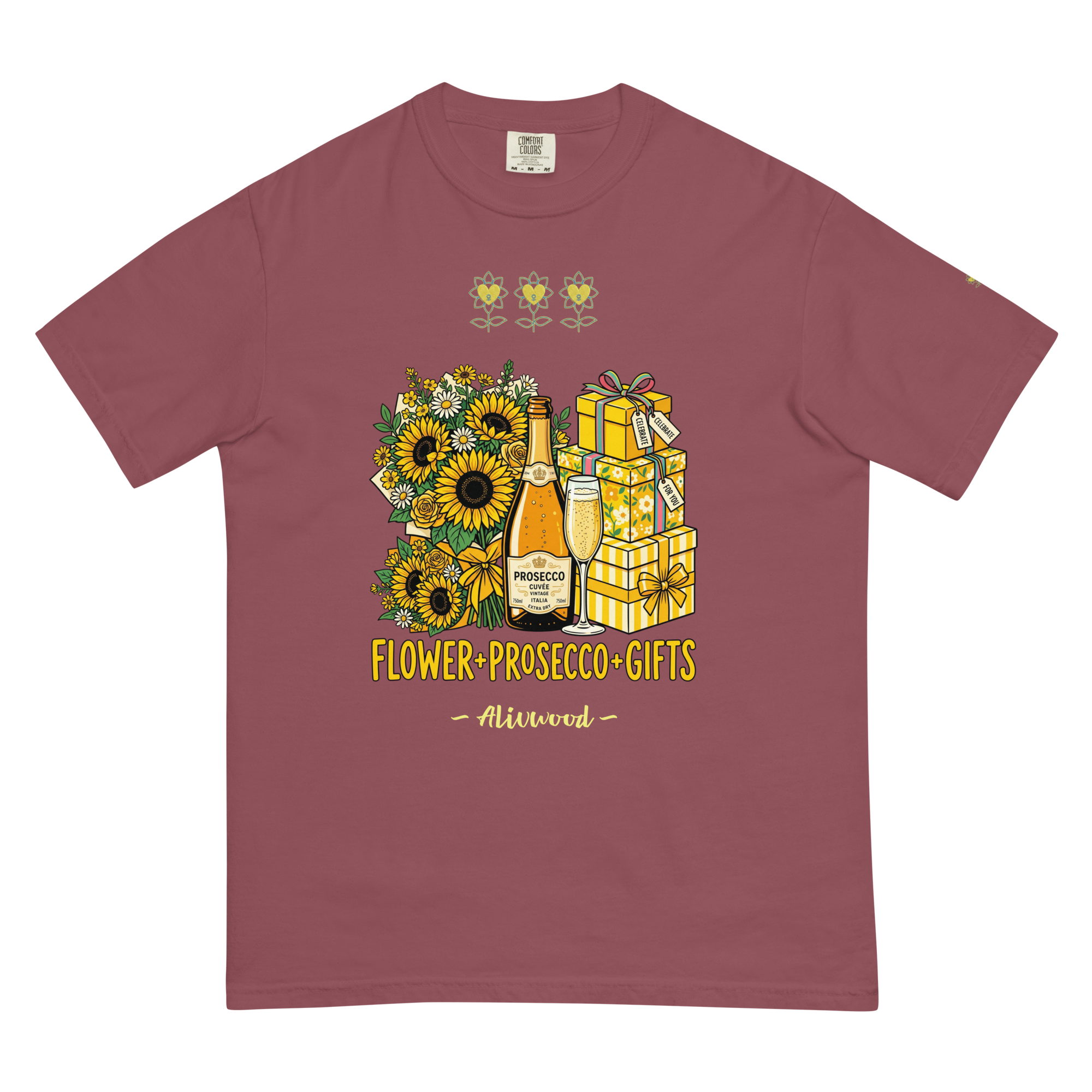 Flower+Prosecco+Gifts Unisex garment-dyed heavyweight t-shirt - Alivwood