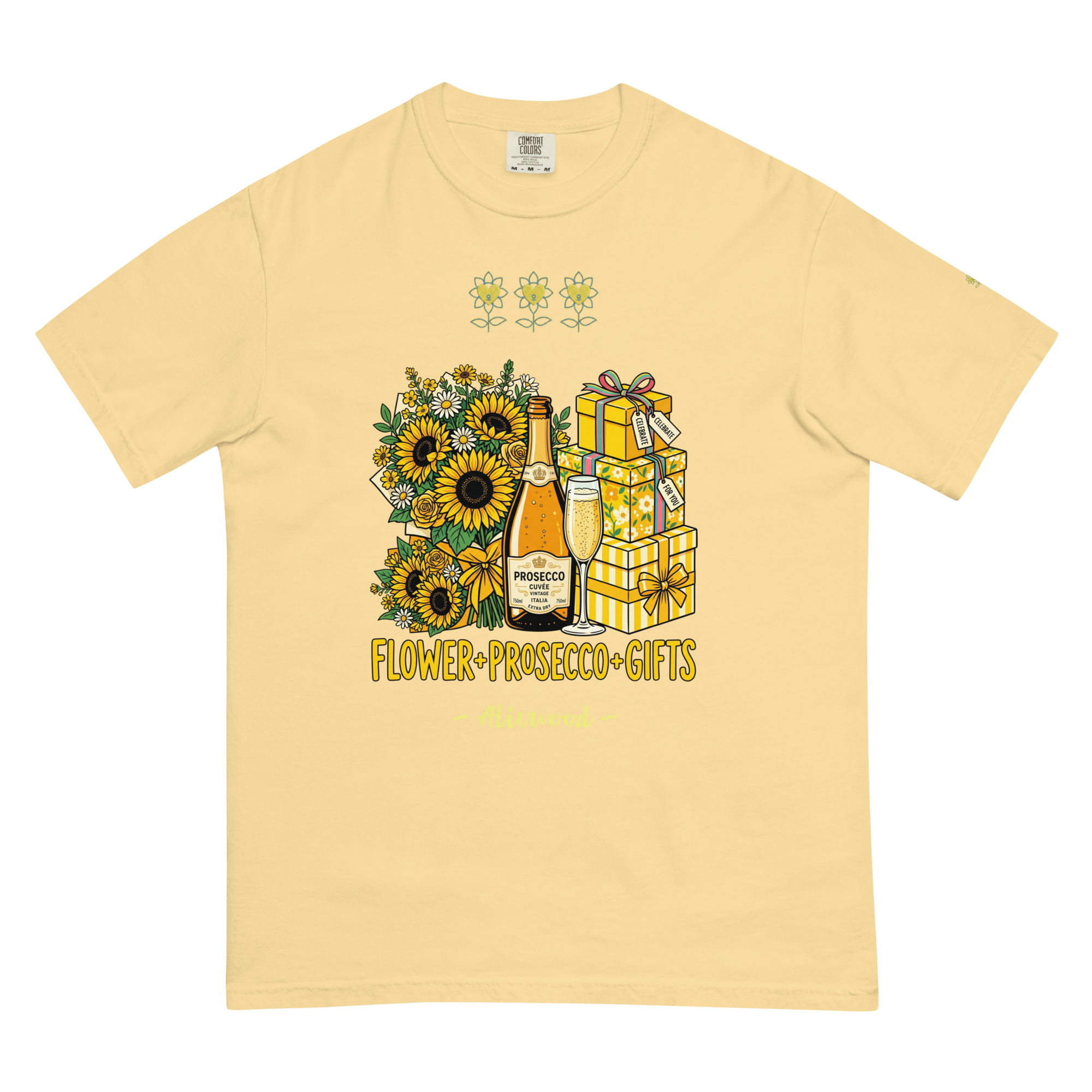 Flower+Prosecco+Gifts Unisex garment-dyed heavyweight t-shirt - Alivwood