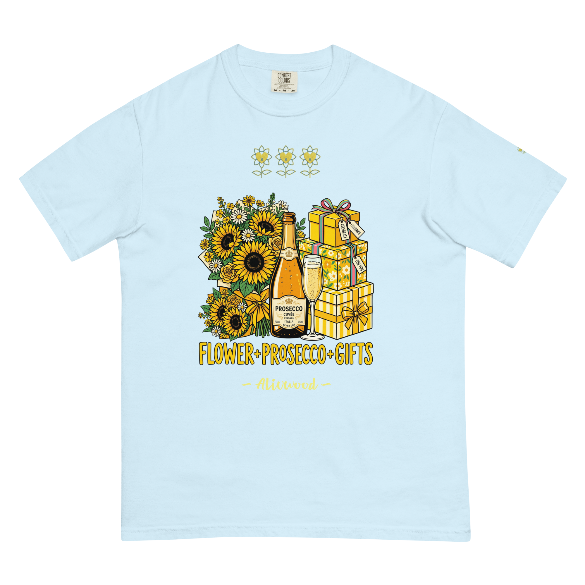 Flower+Prosecco+Gifts Unisex garment-dyed heavyweight t-shirt - Alivwood