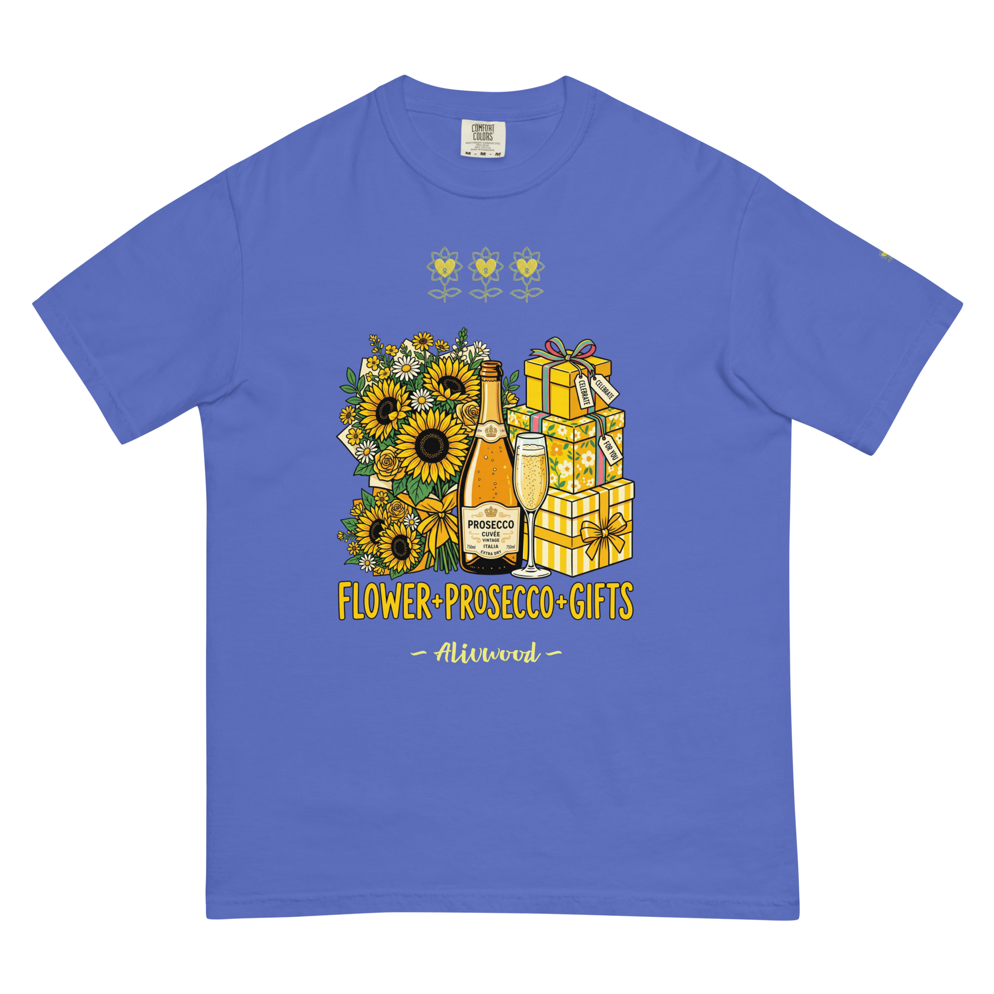 Flower+Prosecco+Gifts Unisex garment-dyed heavyweight t-shirt - Alivwood