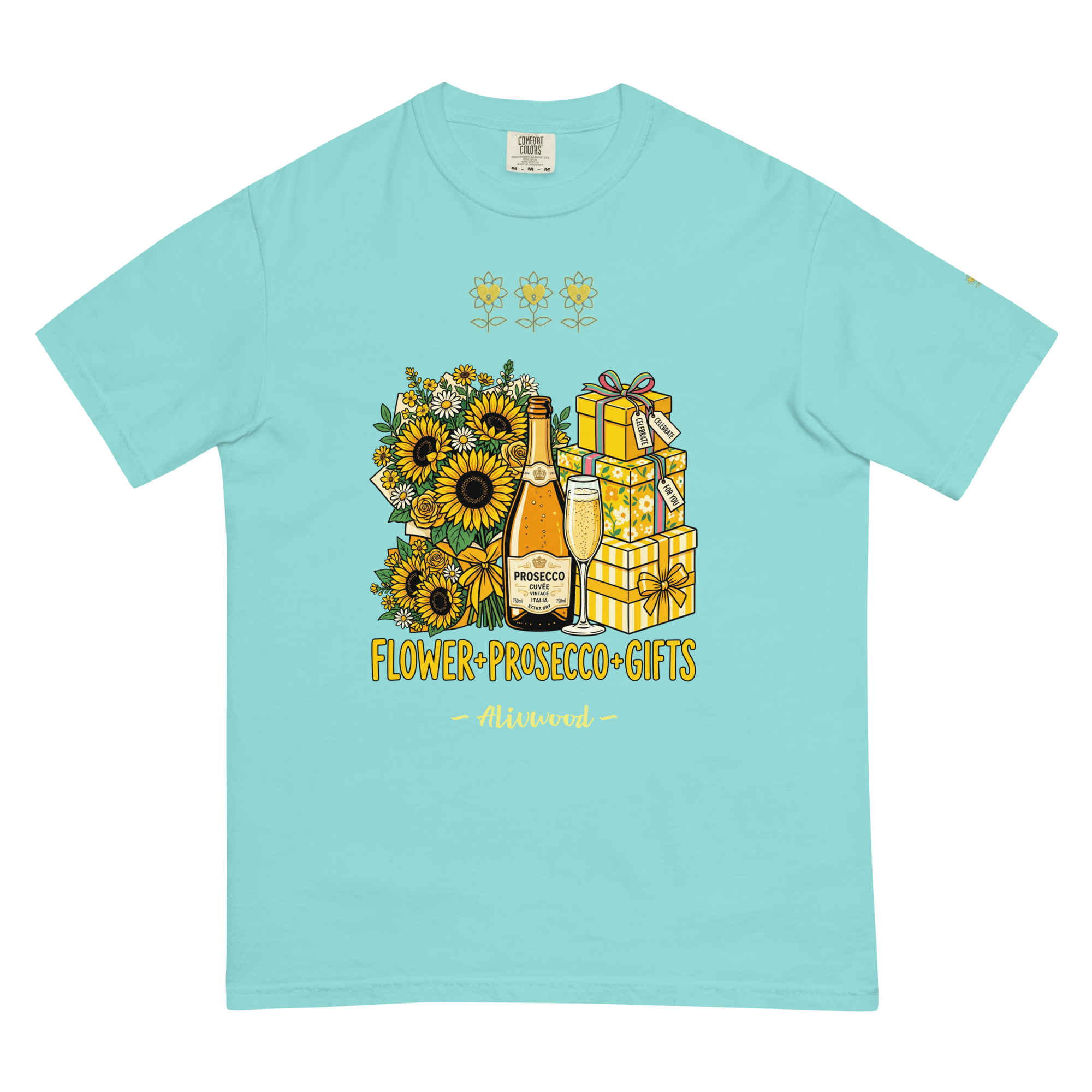 Flower+Prosecco+Gifts Unisex garment-dyed heavyweight t-shirt - Alivwood