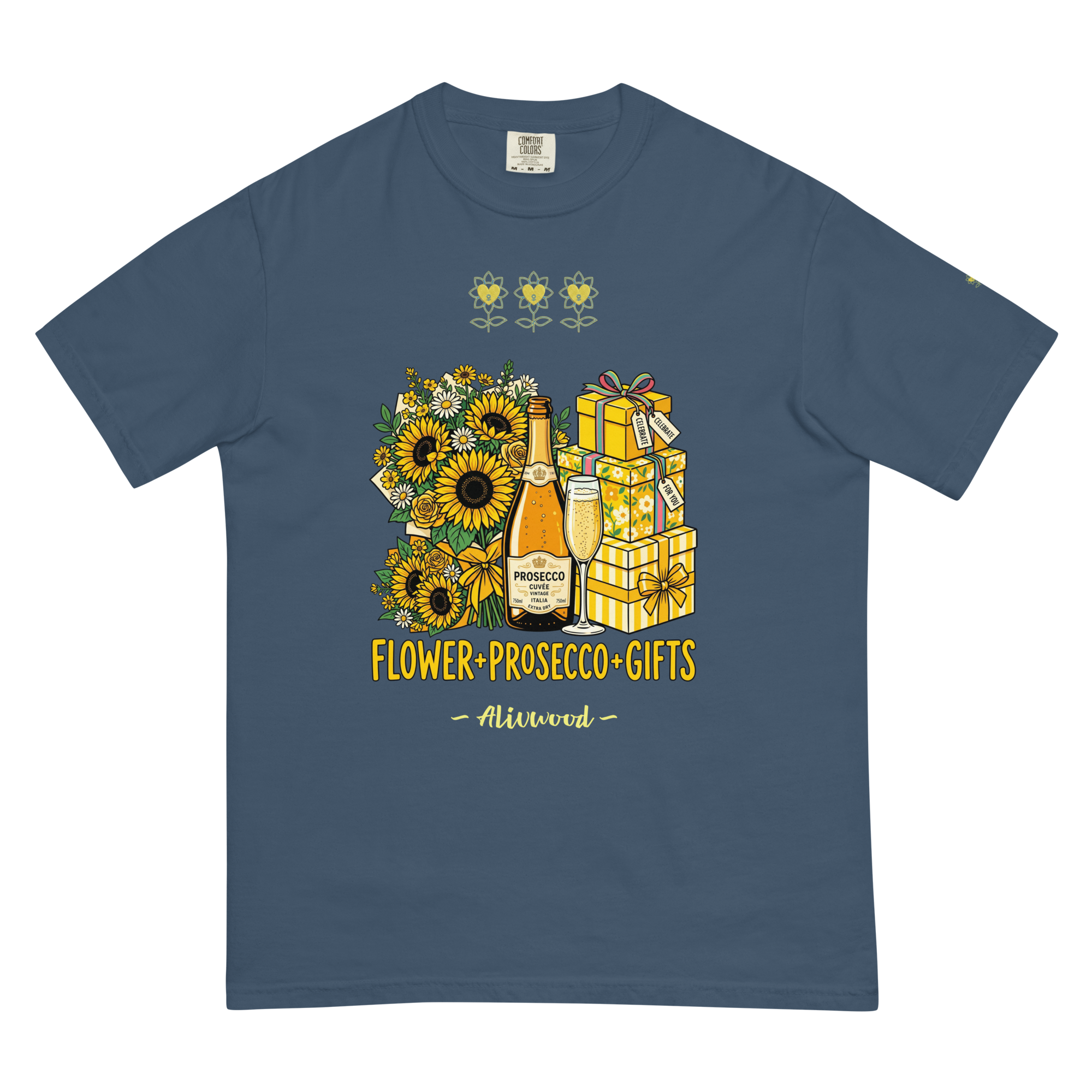 Flower+Prosecco+Gifts Unisex garment-dyed heavyweight t-shirt - Alivwood