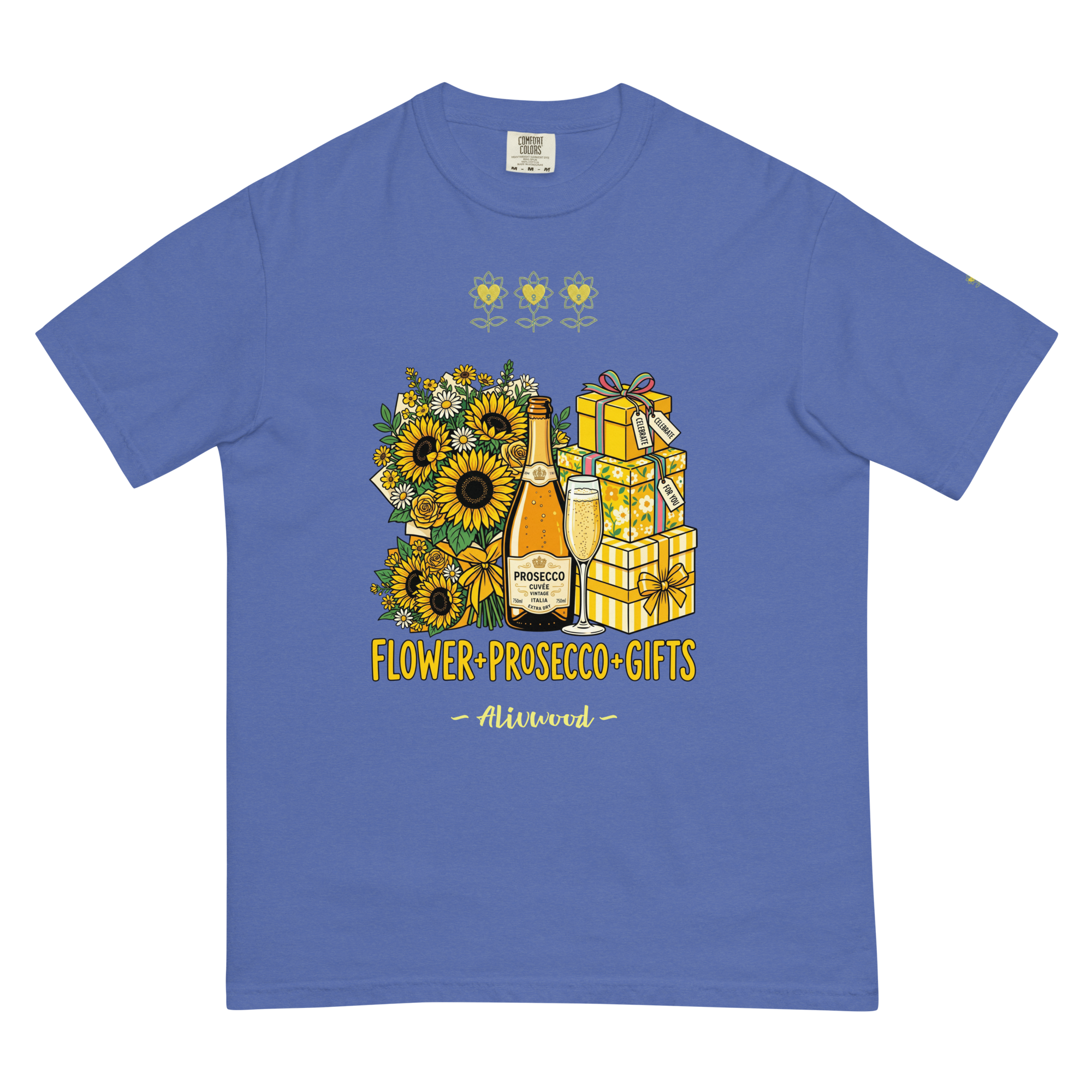 Flower+Prosecco+Gifts Unisex garment-dyed heavyweight t-shirt - Alivwood