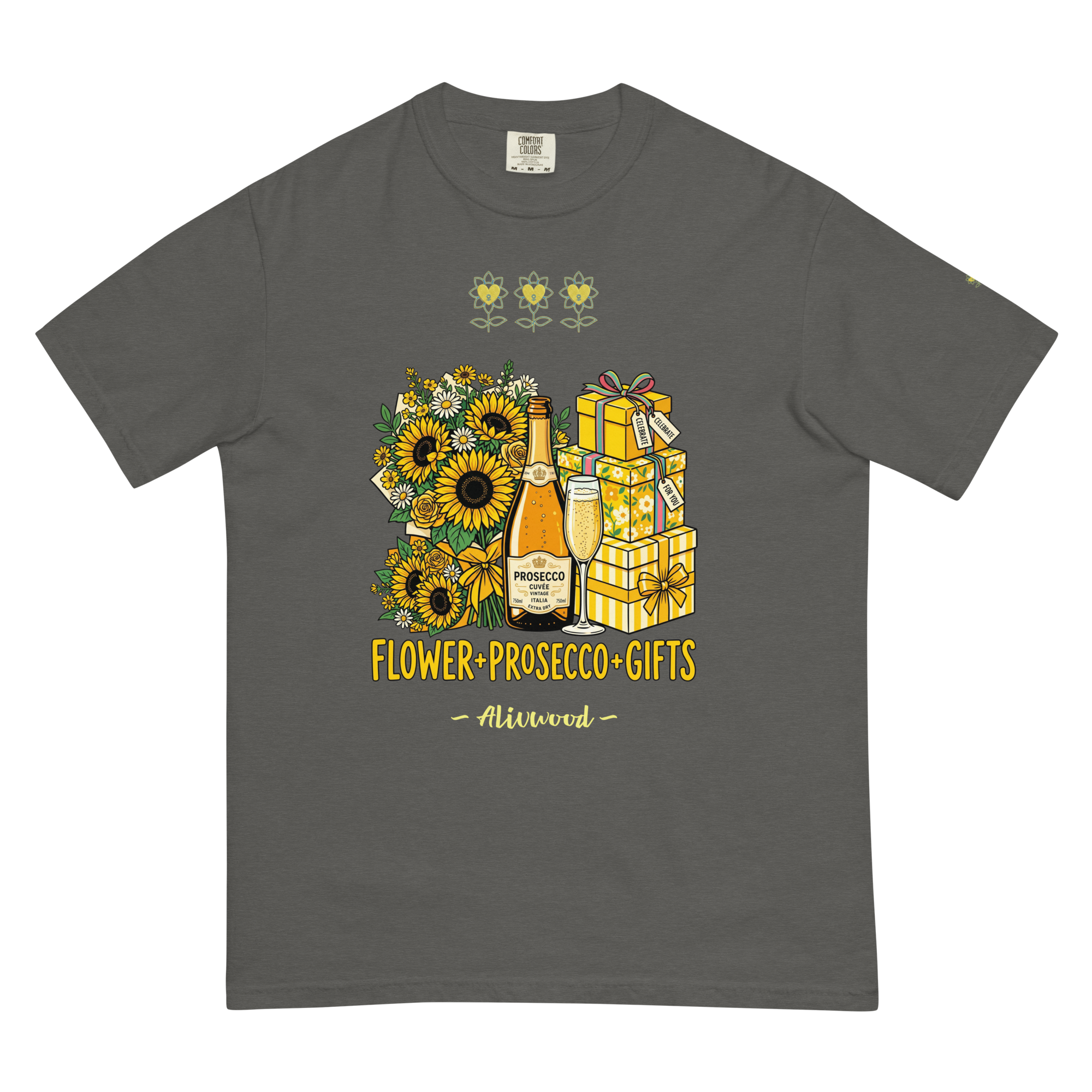 Flower+Prosecco+Gifts Unisex garment-dyed heavyweight t-shirt - Alivwood