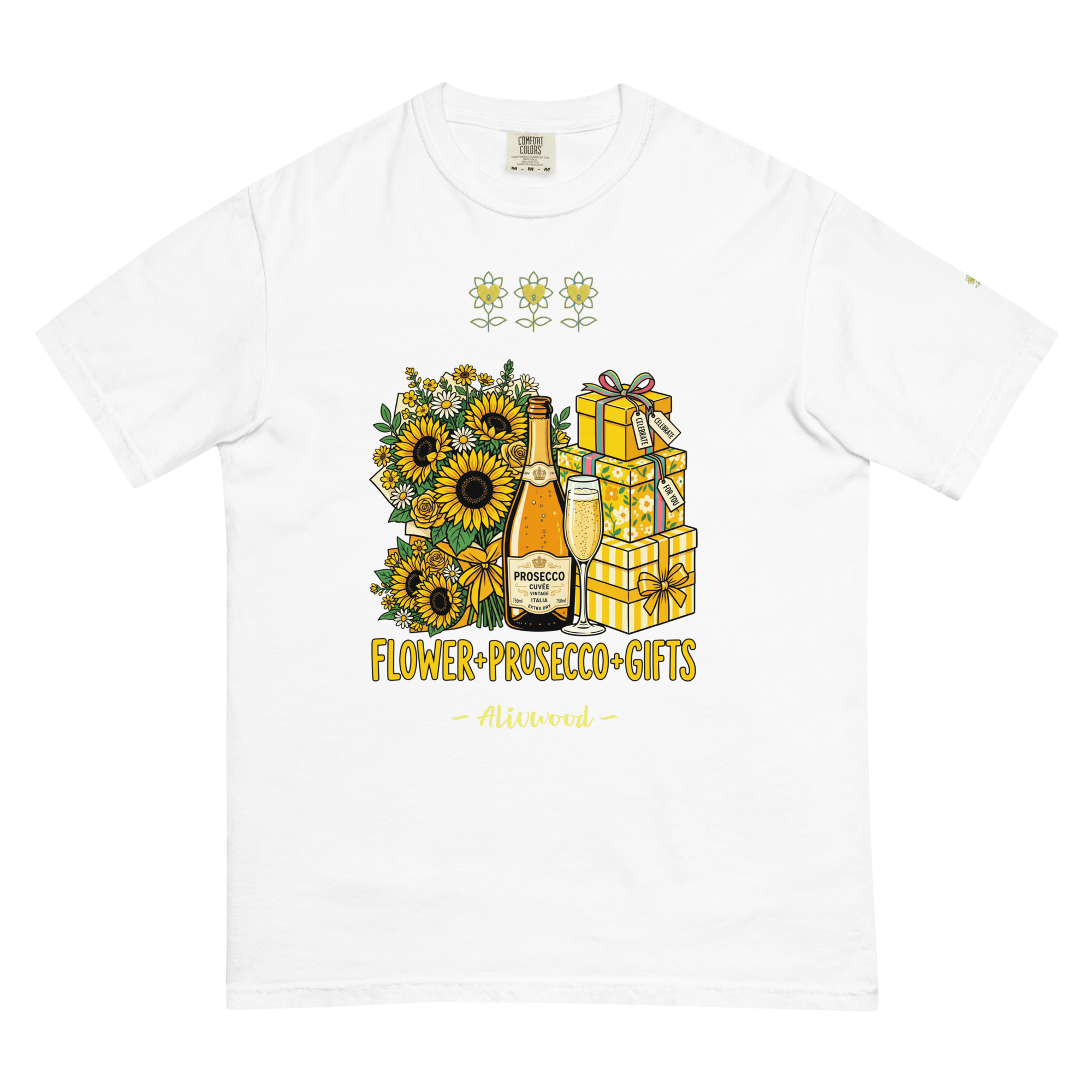 Flower+Prosecco+Gifts Unisex garment-dyed heavyweight t-shirt - Alivwood