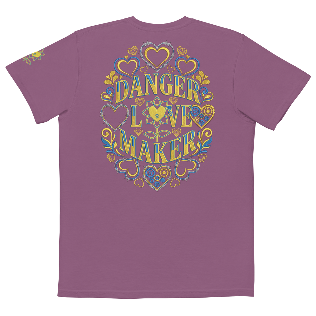 Danger Love Maker Unisex garment-dyed pocket t-shirt - Alivwood