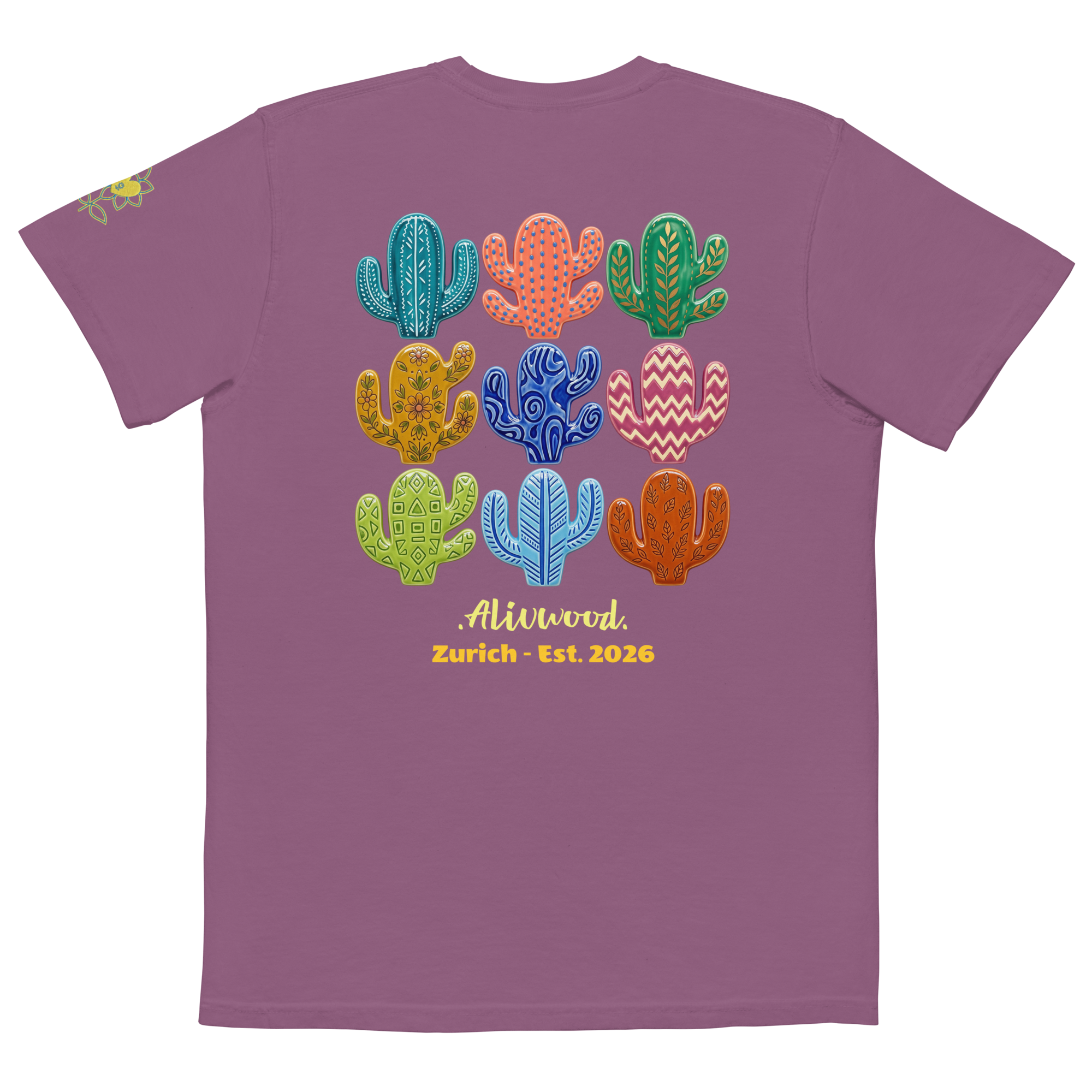 Cactus Home decor Unisex garment-dyed pocket t-shirt - Alivwood