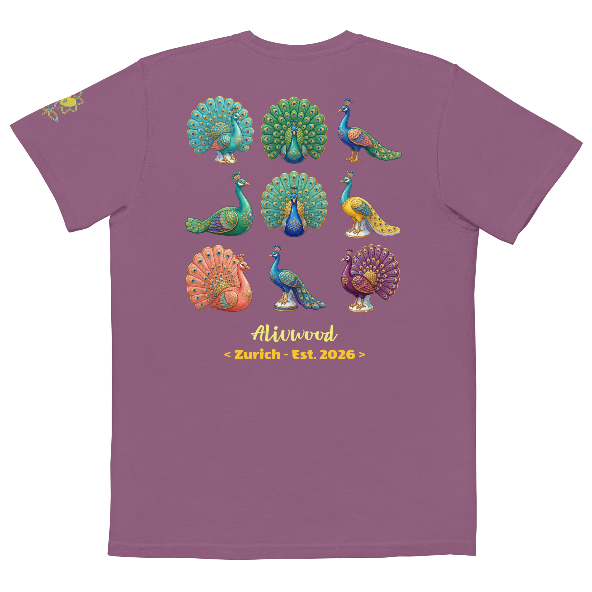 Peacock Home Decor Unisex Garment-Dyed Pocket T-Shirt - Alivwood