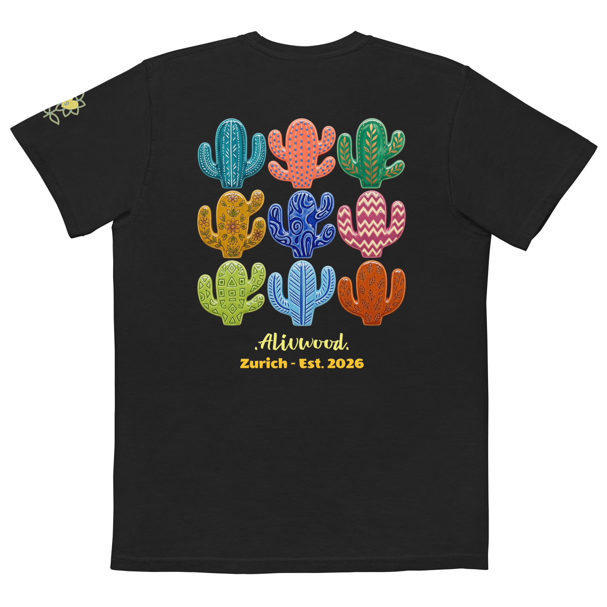 Cactus Home decor Unisex garment-dyed pocket t-shirt - Alivwood