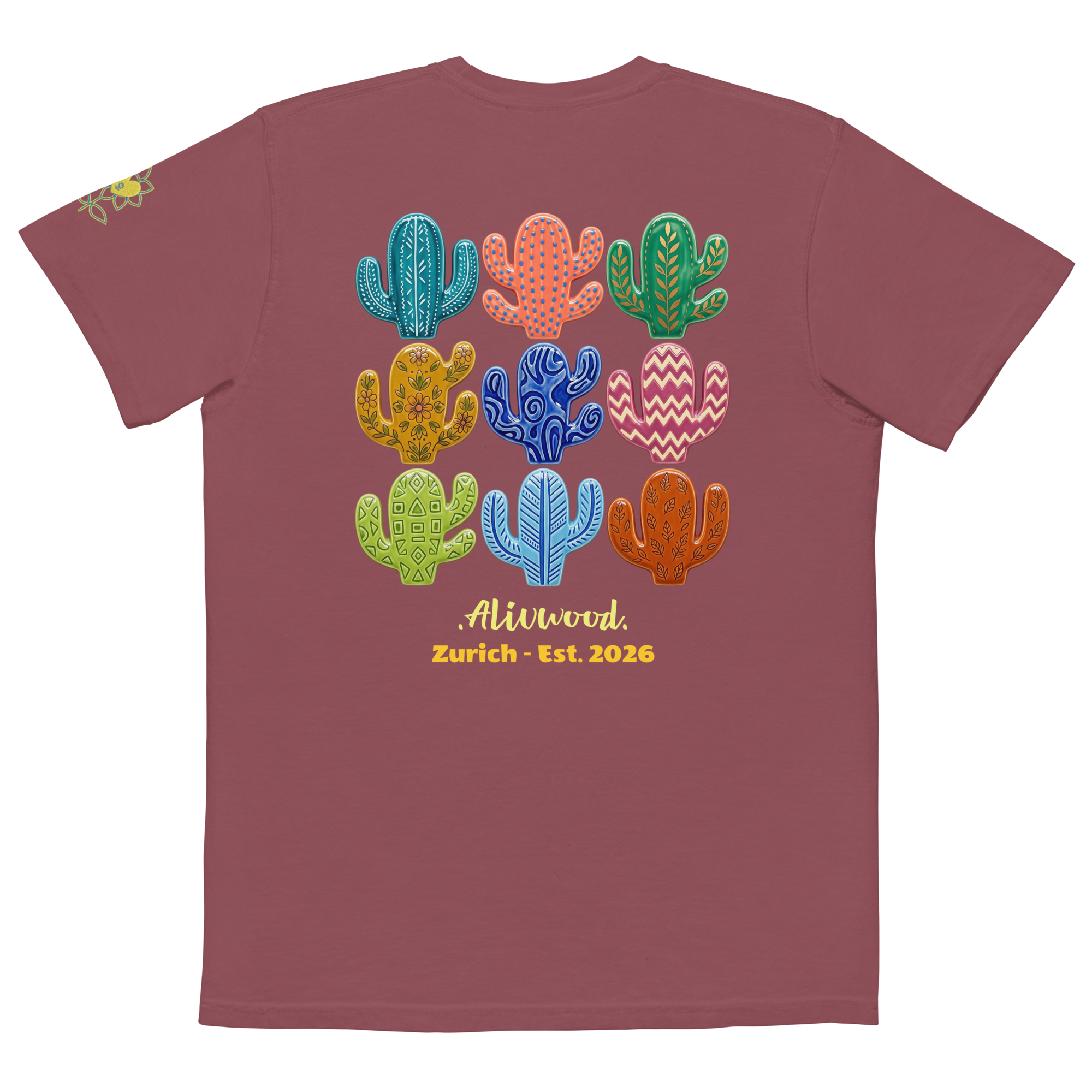 Cactus Home decor Unisex garment-dyed pocket t-shirt - Alivwood