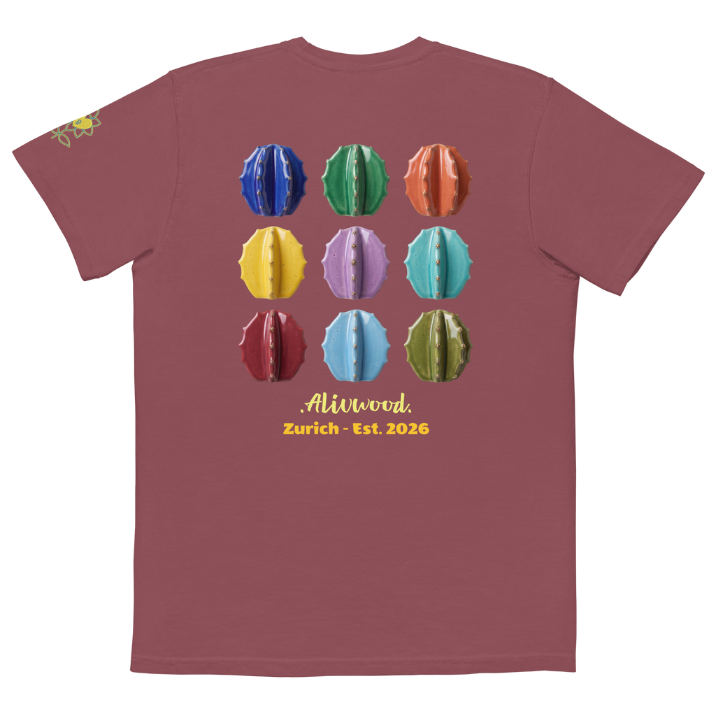 Cactus Vase Home decor Unisex garment-dyed pocket t-shirt - Alivwood