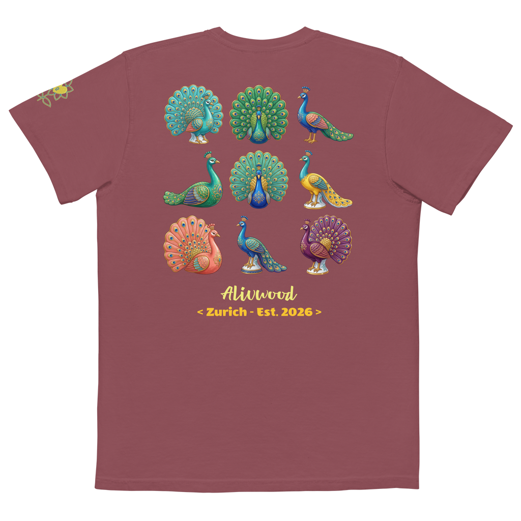 Peacock Home Decor Unisex Garment-Dyed Pocket T-Shirt - Alivwood