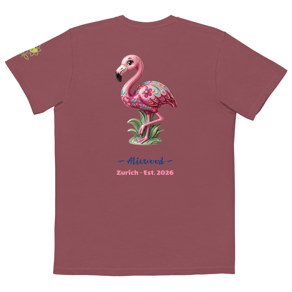 Pink Flamingo Home decor Unisex garment-dyed pocket t-shirt - Alivwood