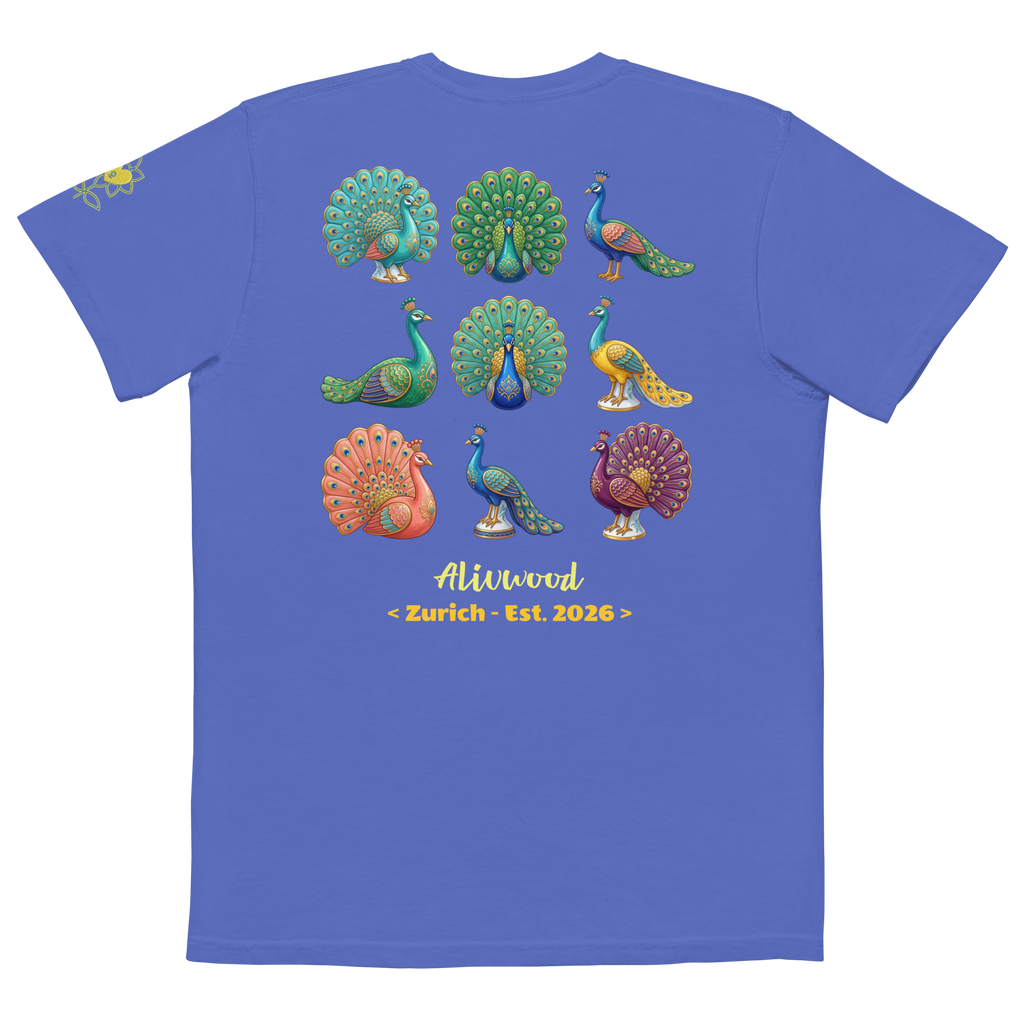 Peacock Home Decor Unisex Garment-Dyed Pocket T-Shirt - Alivwood