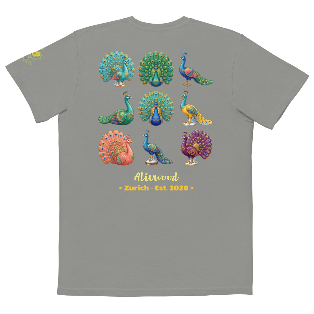 Peacock Home Decor Unisex Garment-Dyed Pocket T-Shirt - Alivwood