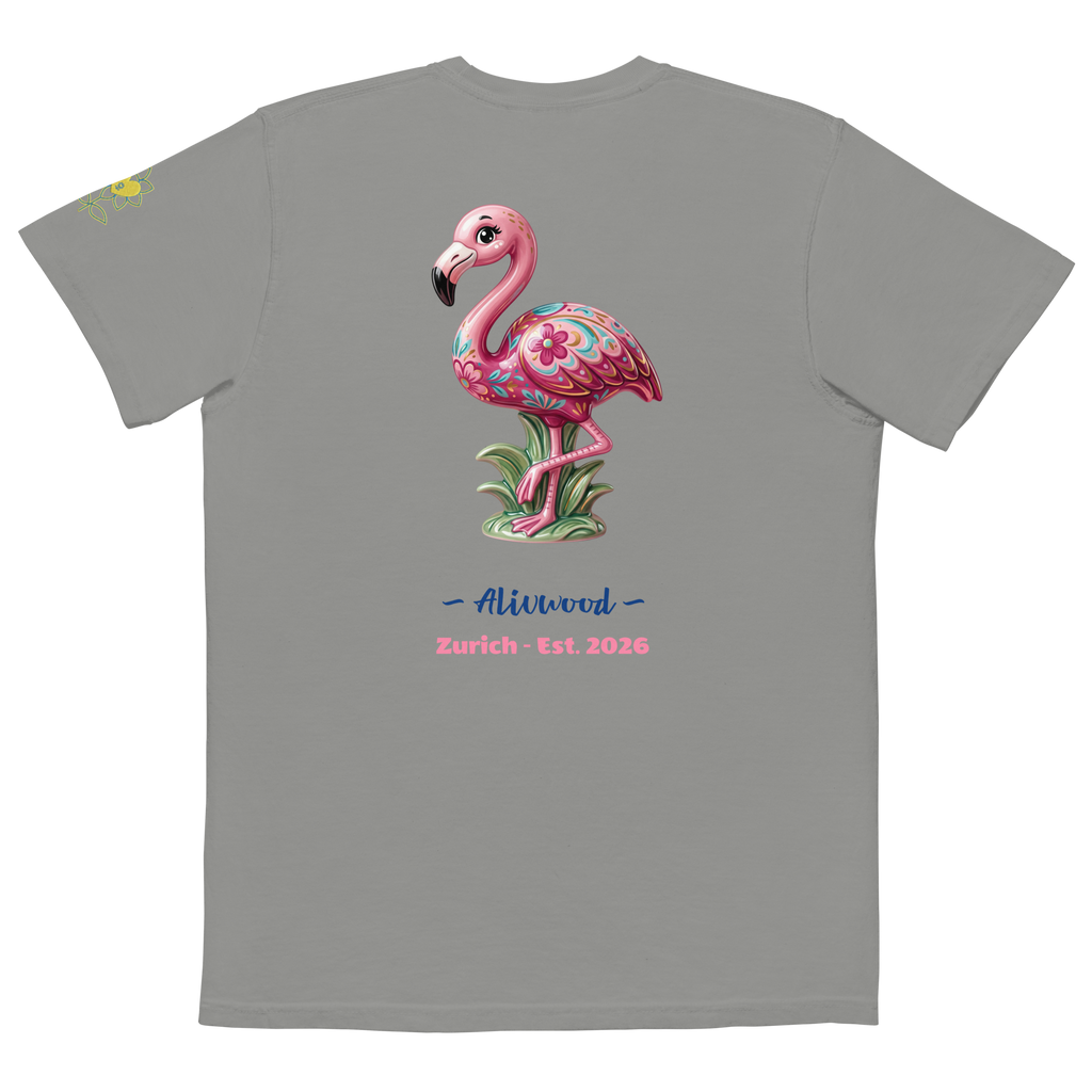 Pink Flamingo Home decor Unisex garment-dyed pocket t-shirt - Alivwood