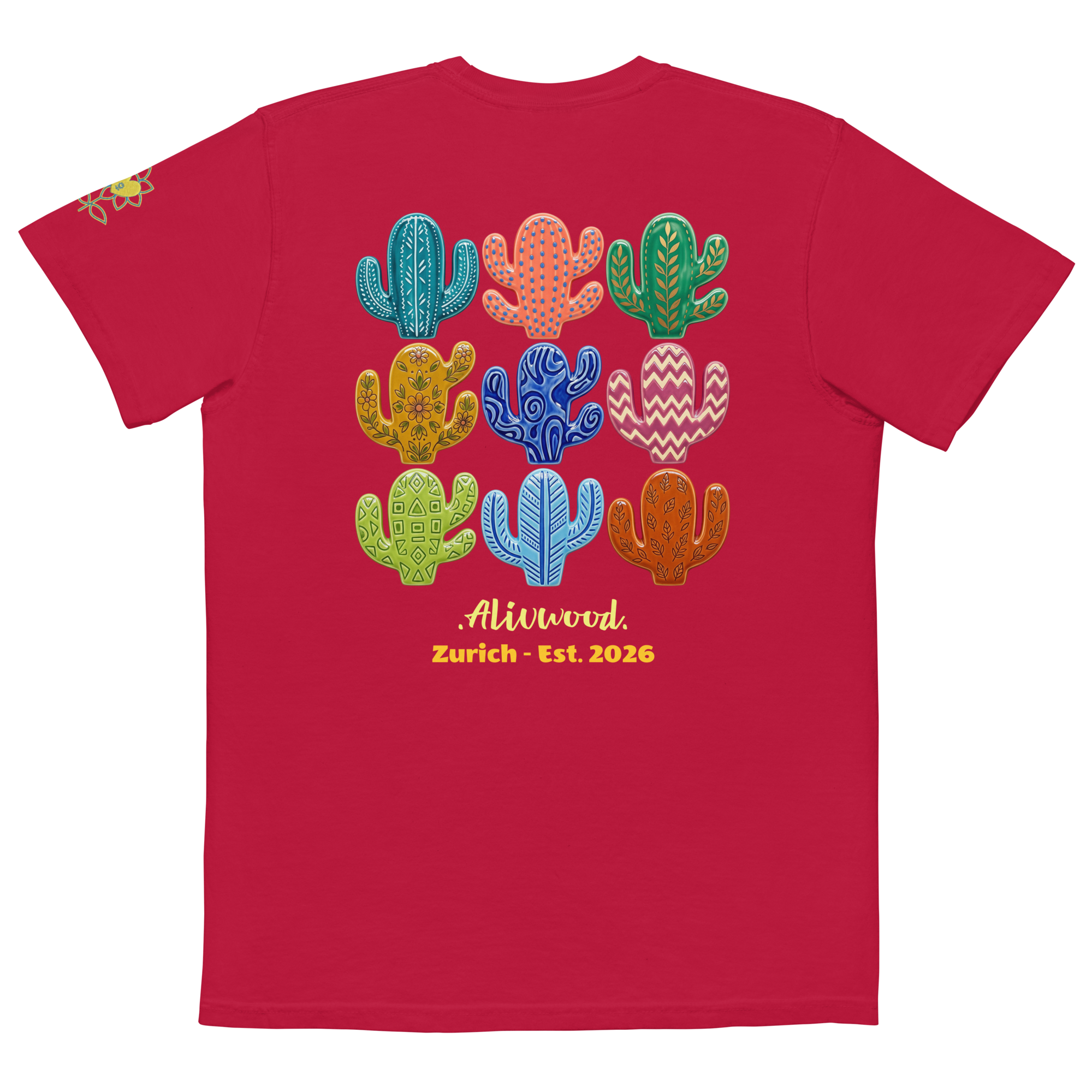 Cactus Home decor Unisex garment-dyed pocket t-shirt - Alivwood