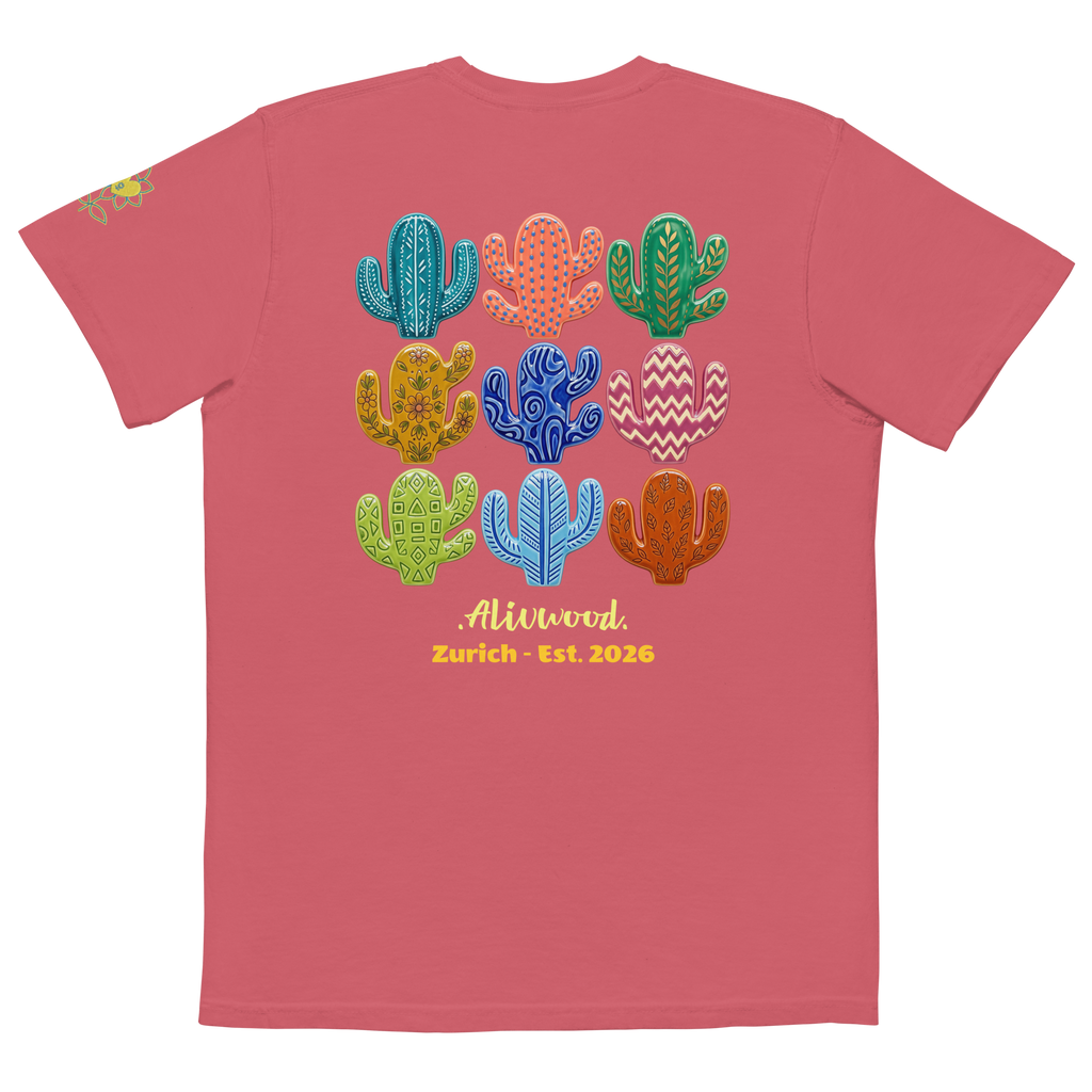 Cactus Home decor Unisex garment-dyed pocket t-shirt - Alivwood