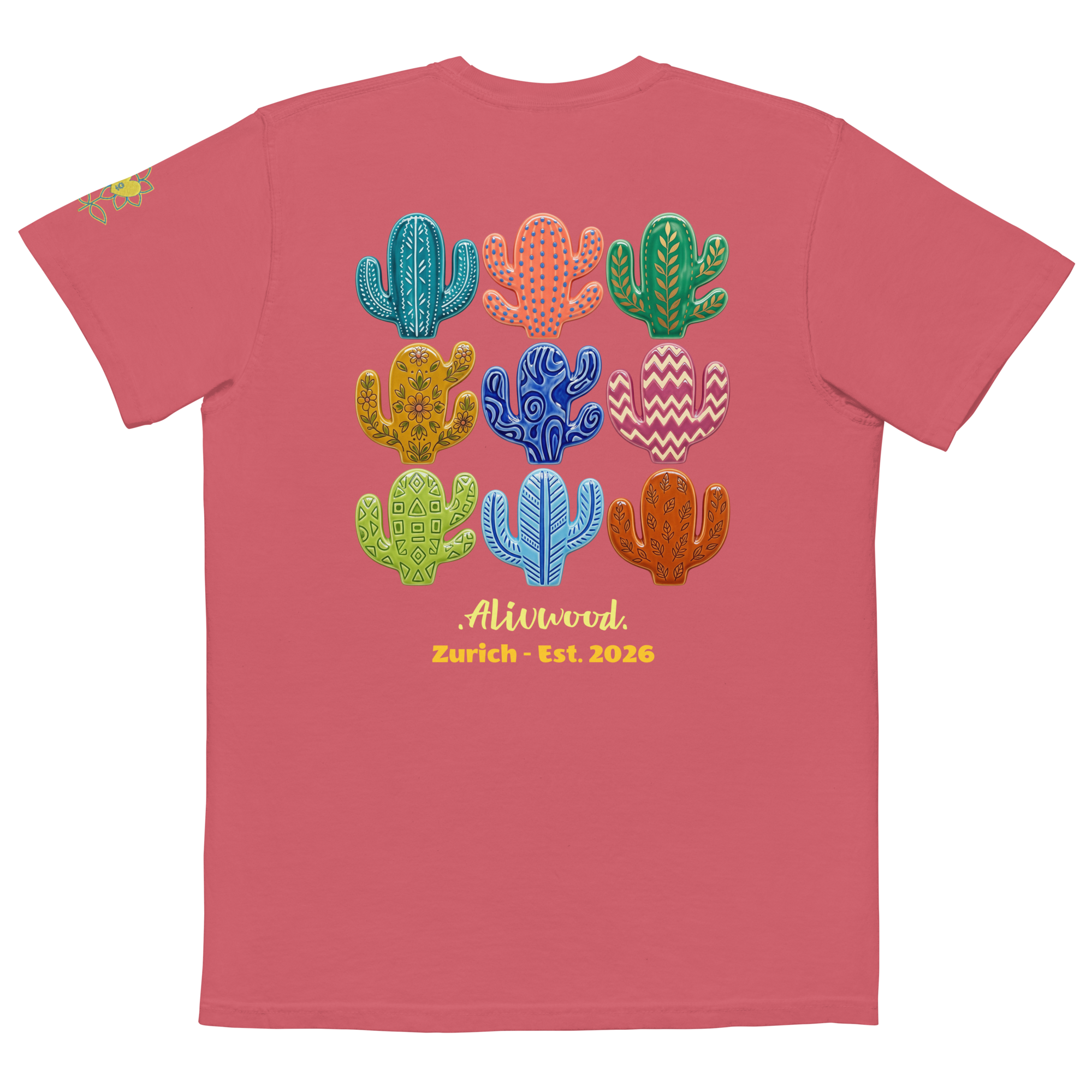 Cactus Home decor Unisex garment-dyed pocket t-shirt - Alivwood