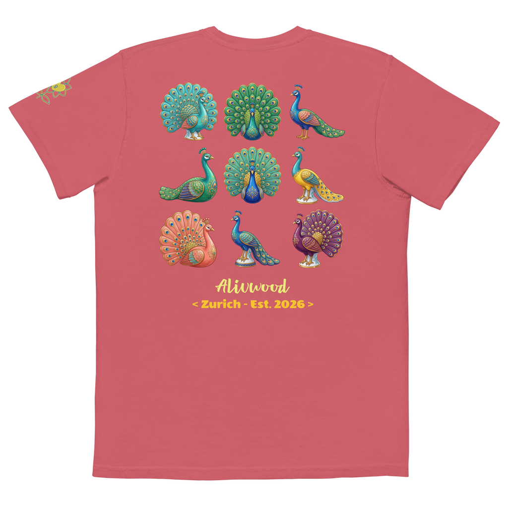 Peacock Home Decor Unisex Garment-Dyed Pocket T-Shirt - Alivwood
