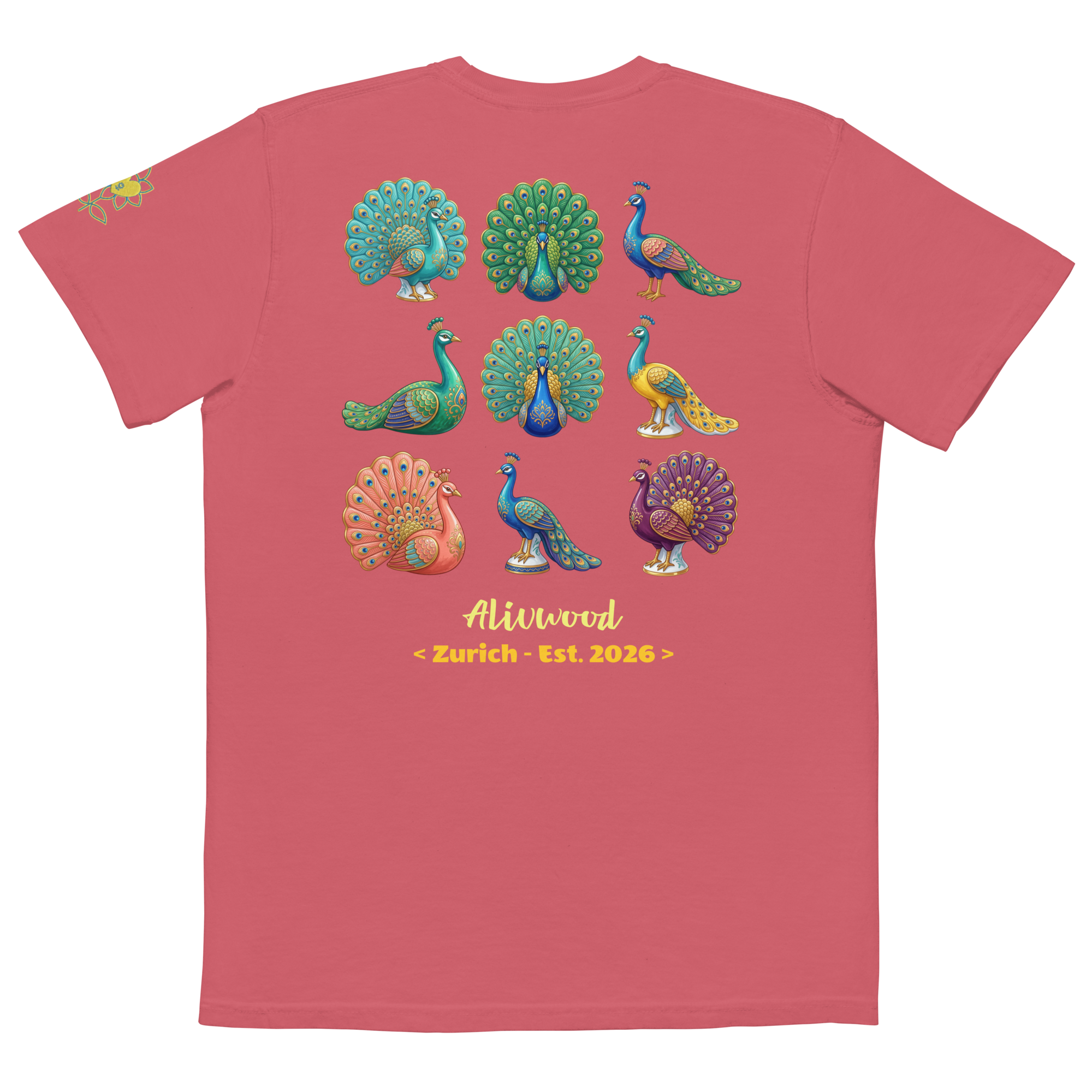 Peacock Home Decor Unisex Garment-Dyed Pocket T-Shirt - Alivwood