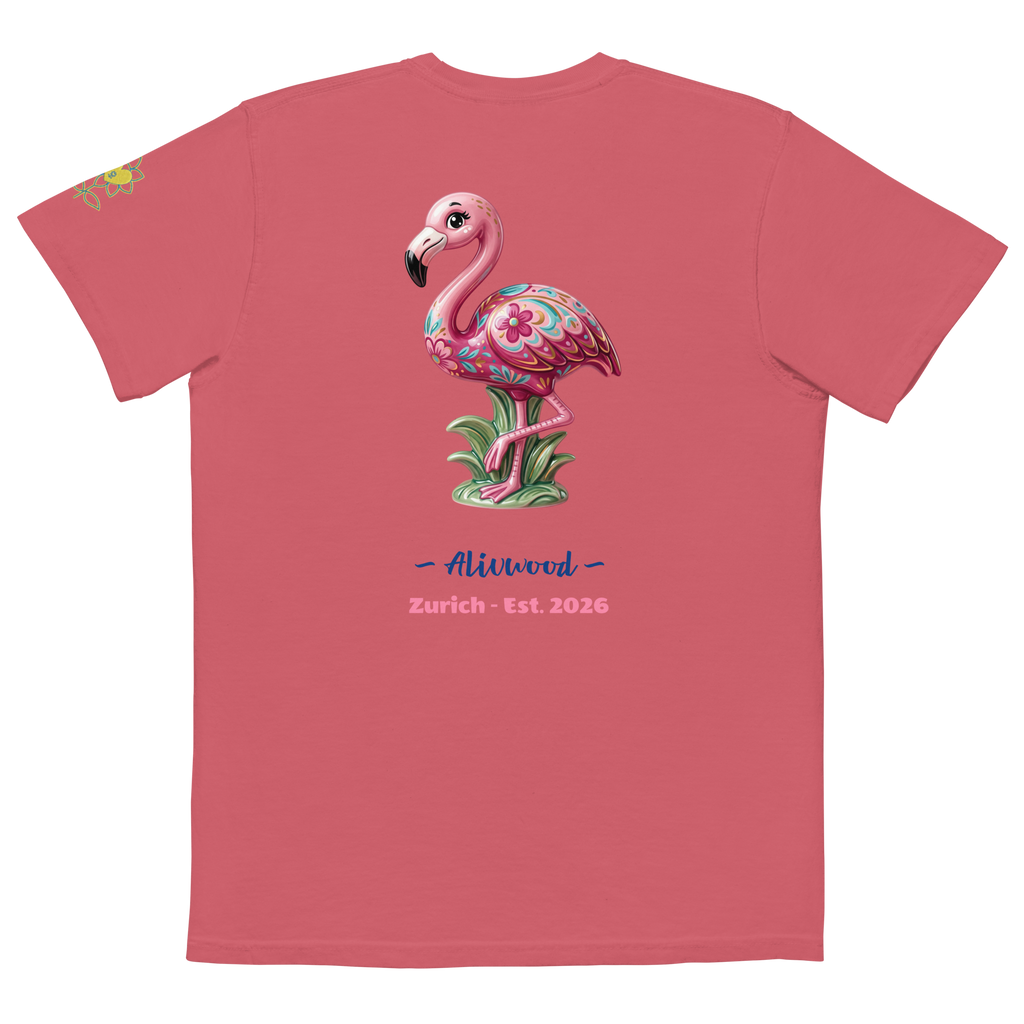 Pink Flamingo Home decor Unisex garment-dyed pocket t-shirt - Alivwood
