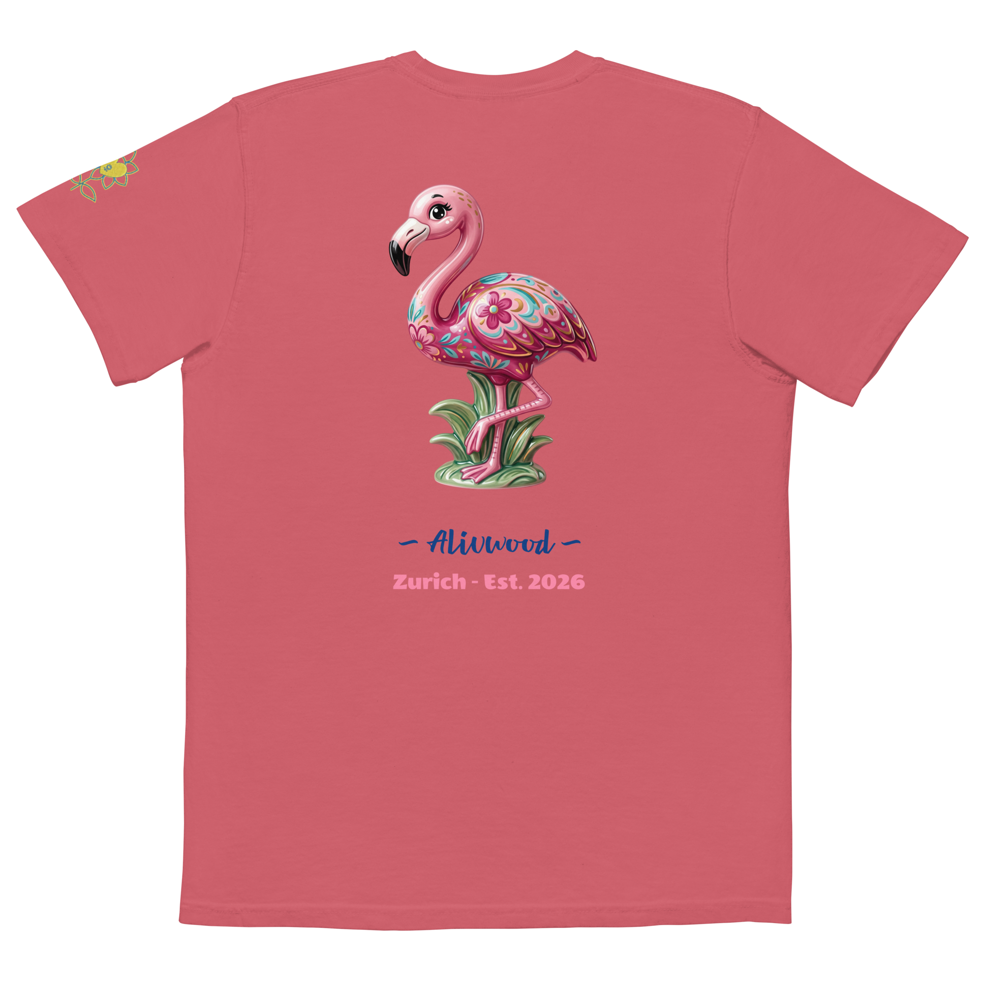Pink Flamingo Home decor Unisex garment-dyed pocket t-shirt - Alivwood