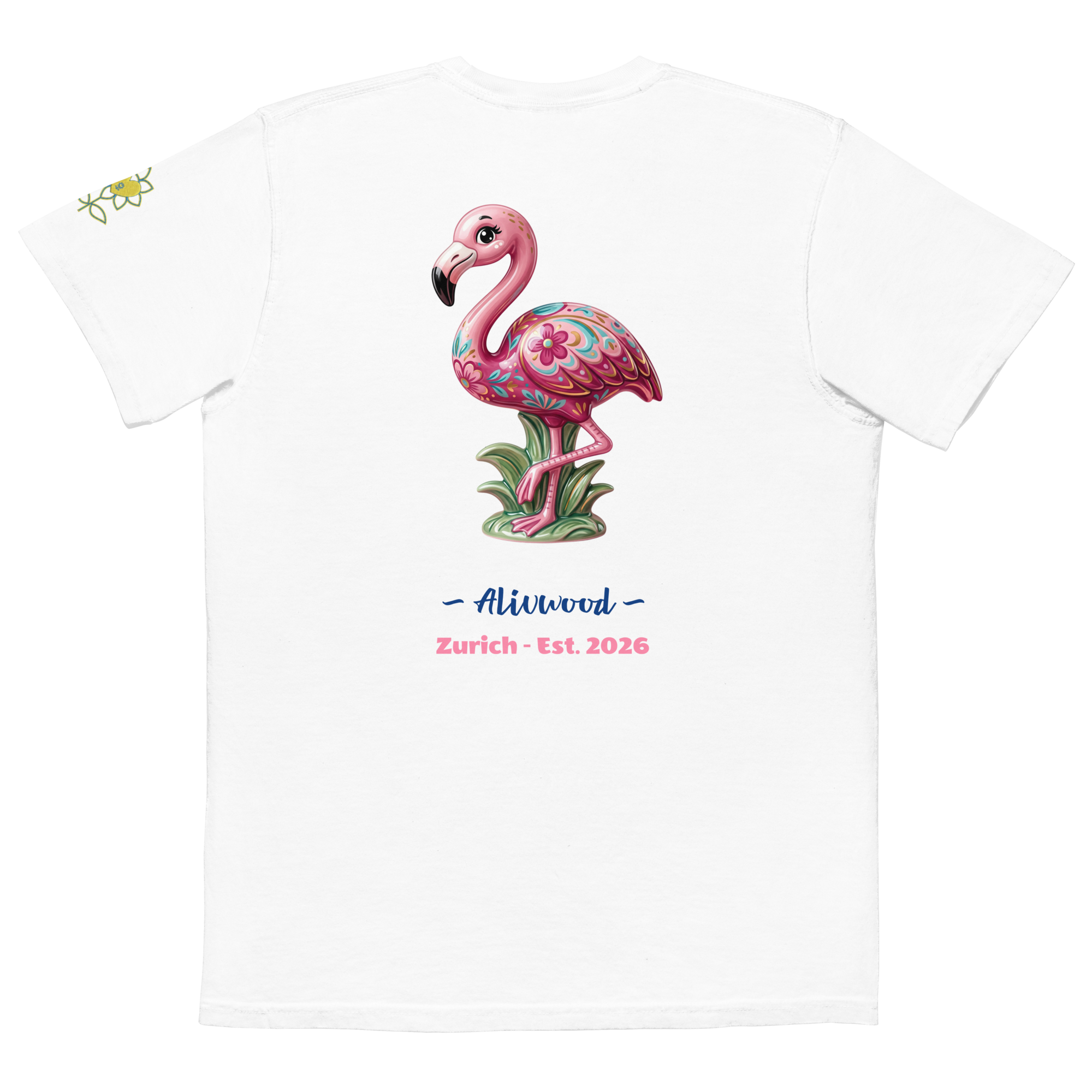 Pink Flamingo Home decor Unisex garment-dyed pocket t-shirt - Alivwood