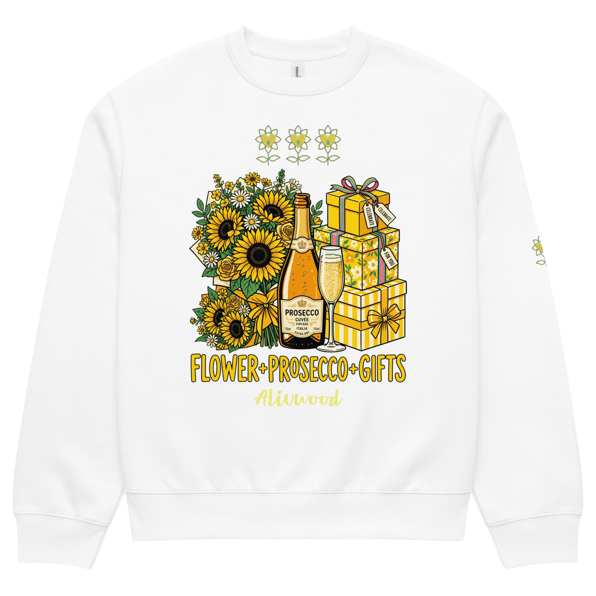 Flower+Prosecco+Gifts Oversized heavyweight sweatshirt - Alivwood