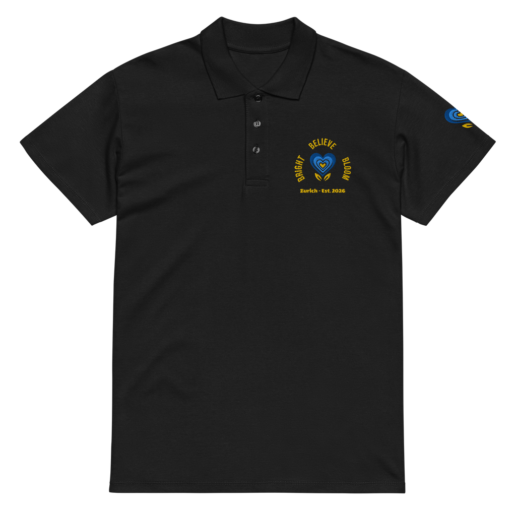 BloomBelieveBright Embroidery Edition Premium pique polo shirt - Alivwood