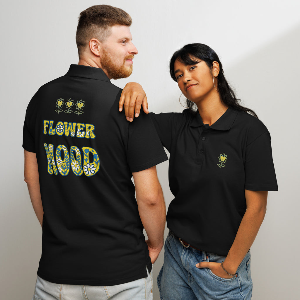 FlowerMood Premium pique polo shirt - Alivwood