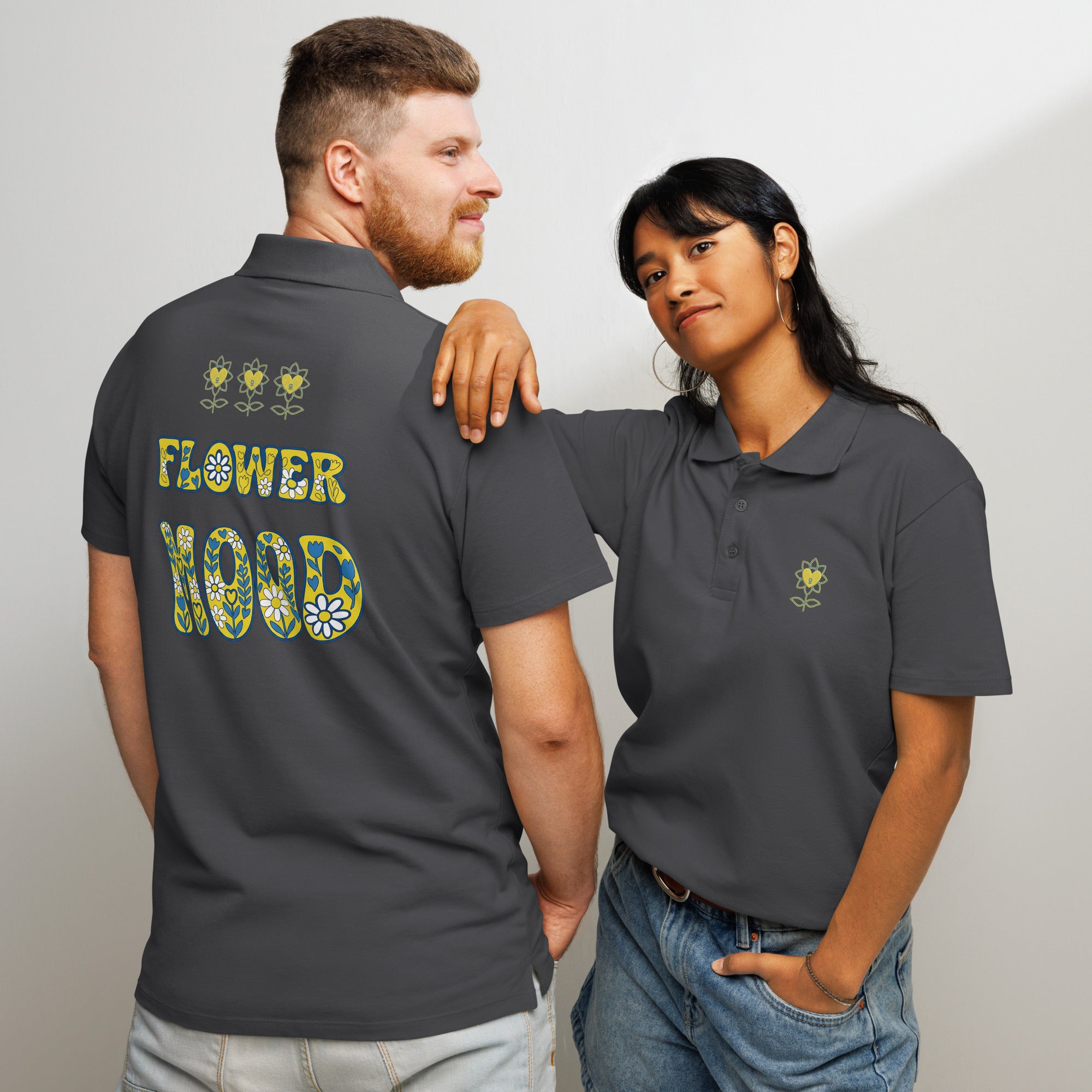 FlowerMood Premium pique polo shirt - Alivwood