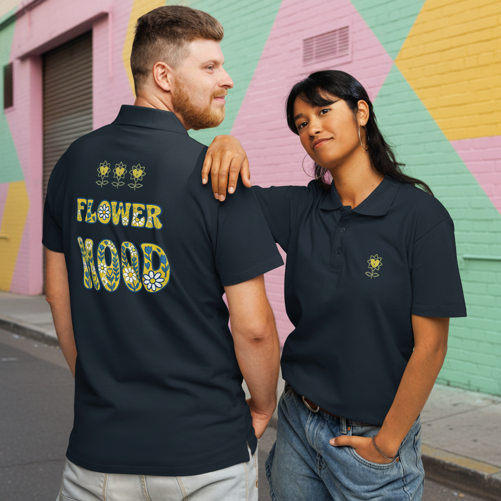 FlowerMood Premium pique polo shirt - Alivwood